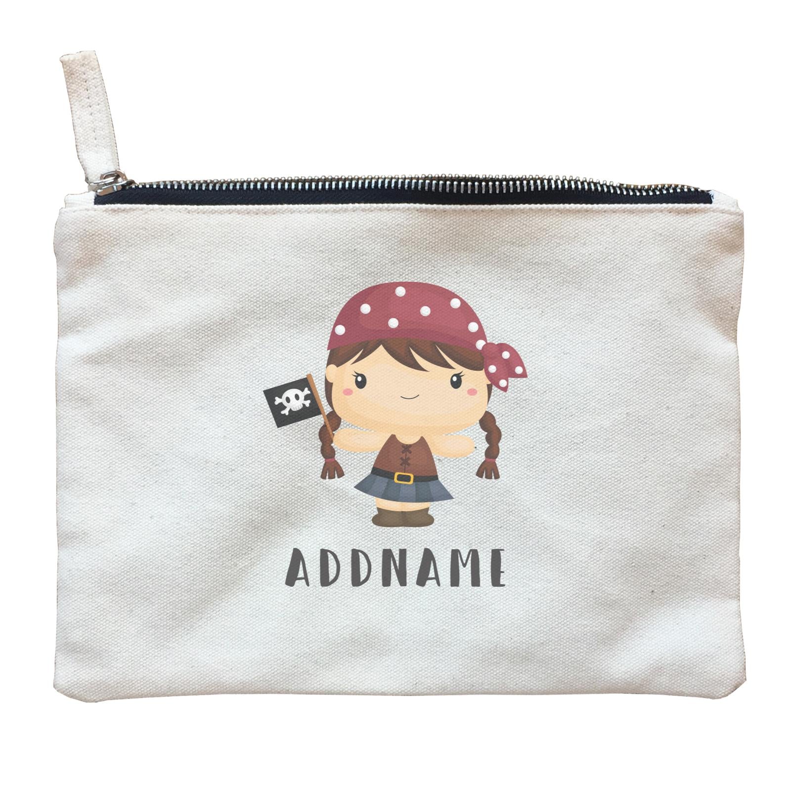 Birthday Pirate Girl Crew Holding Pirate Flag Addname Zipper Pouch