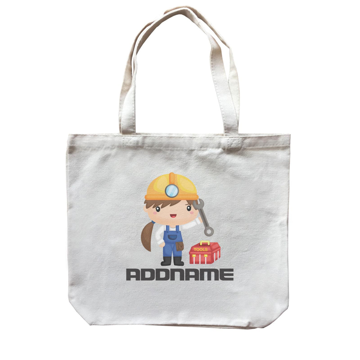 Birthday Construction Repair Worker Girl Addname Canvas Bag