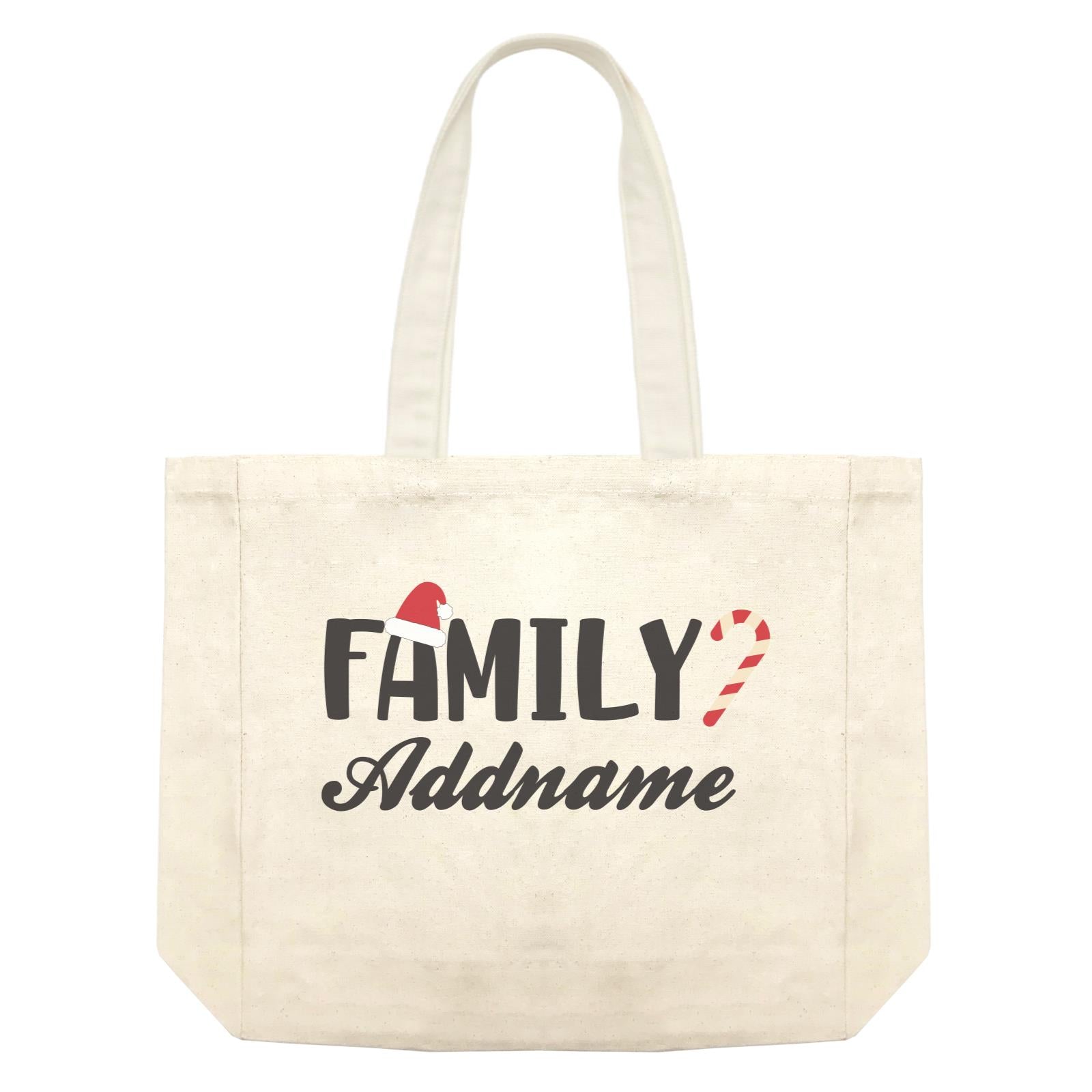 Christmas Series Family Addname with Santa Hat and Candy Cane Shopping Bag