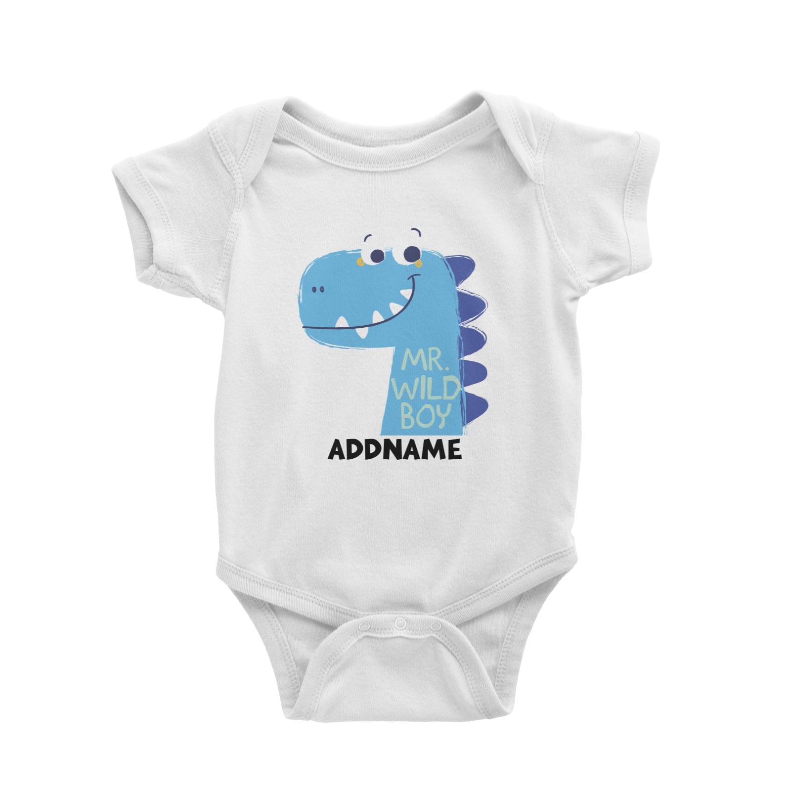 Mr Wild Boy Dinosaur Addname White Baby Romper