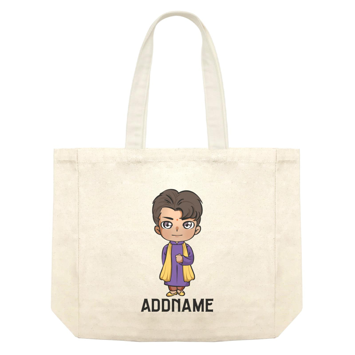 Deepavali Series Chibi Man Front Addname Shopping Bag