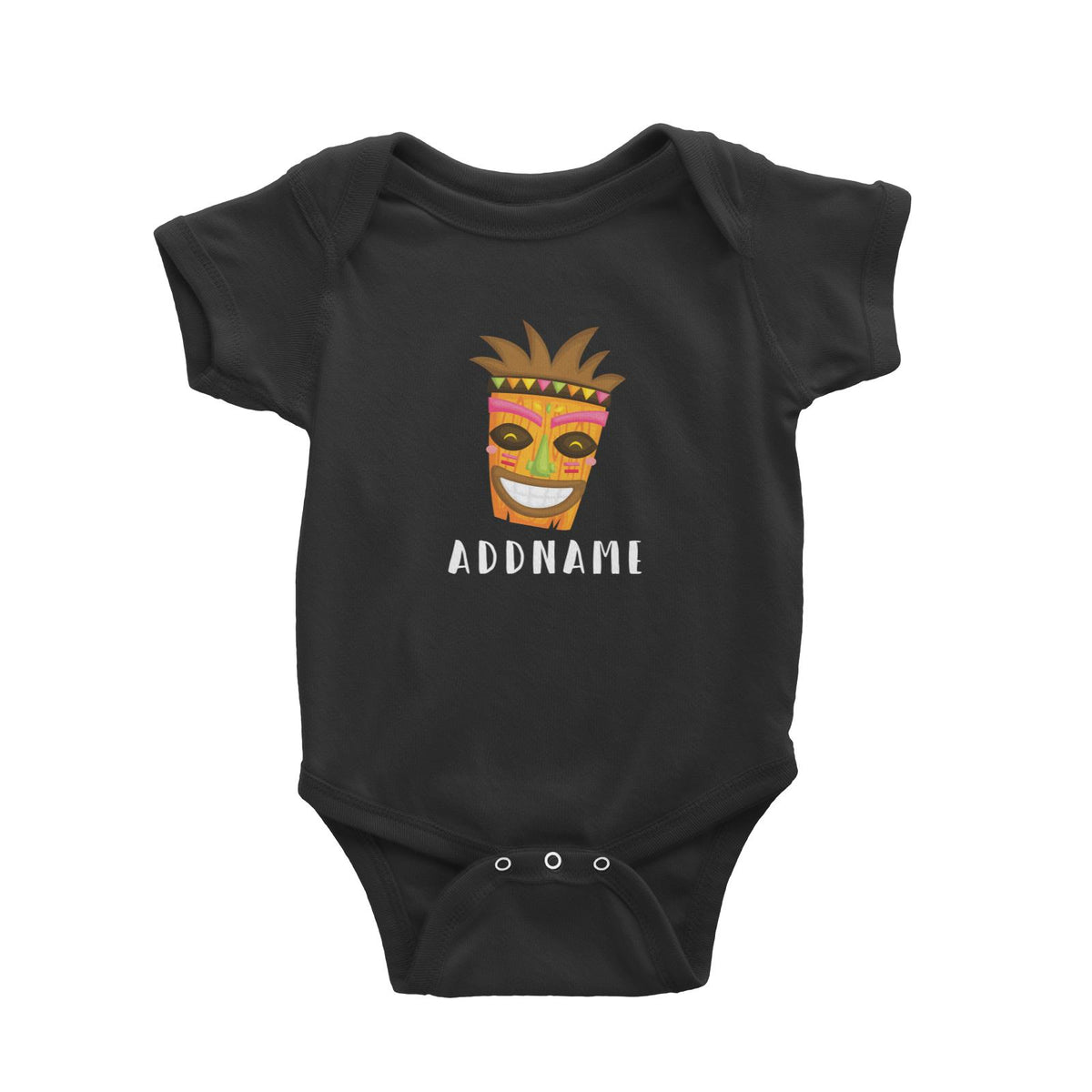 Birthday Hawaii Happy Tribal Mask Addname Baby Romper