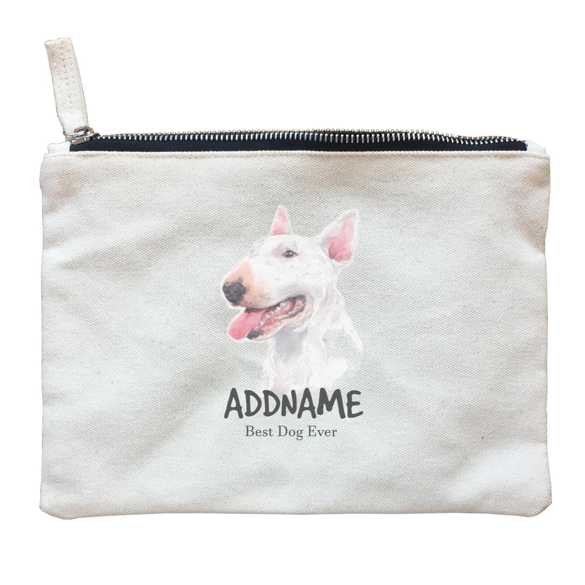 Watercolor Dog Bull Terrier Best Dog Ever Addname Zipper Pouch