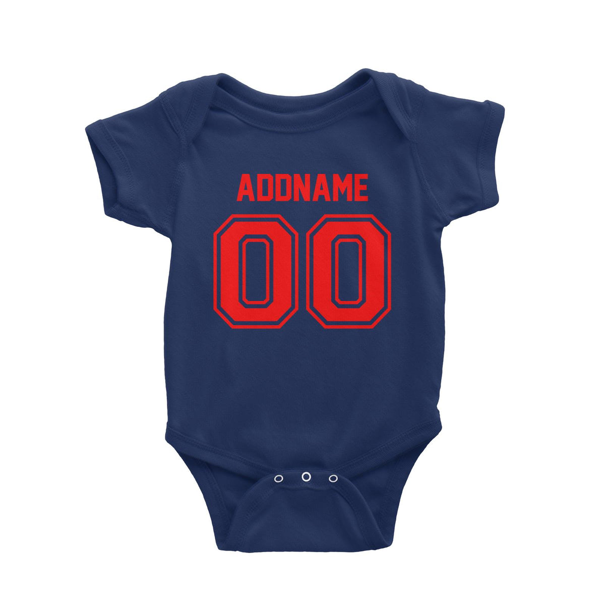 Jersey Red Font With Name and Number Baby Romper