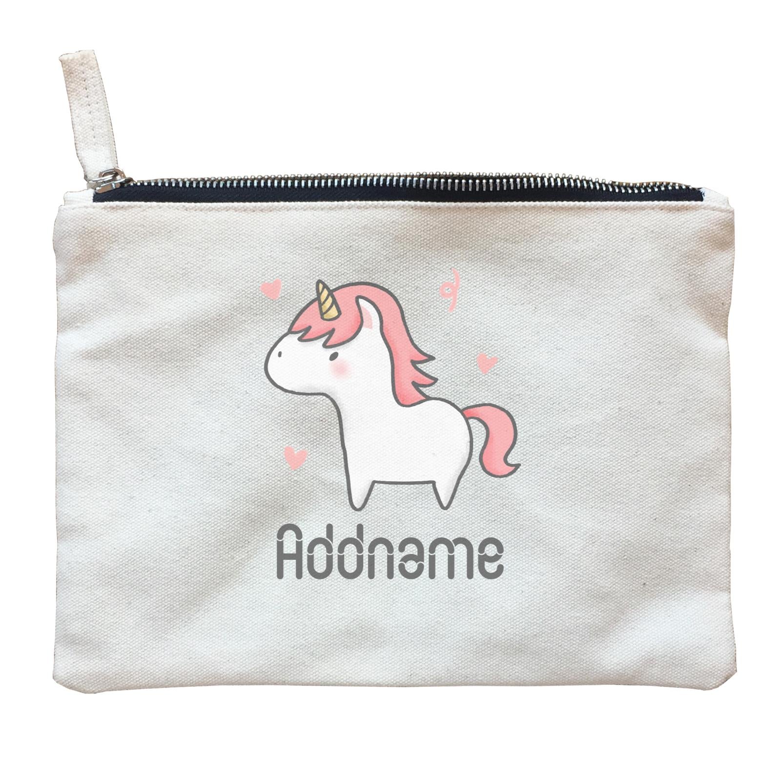 Cute Hand Drawn Style Unicorn Addname Zipper Pouch
