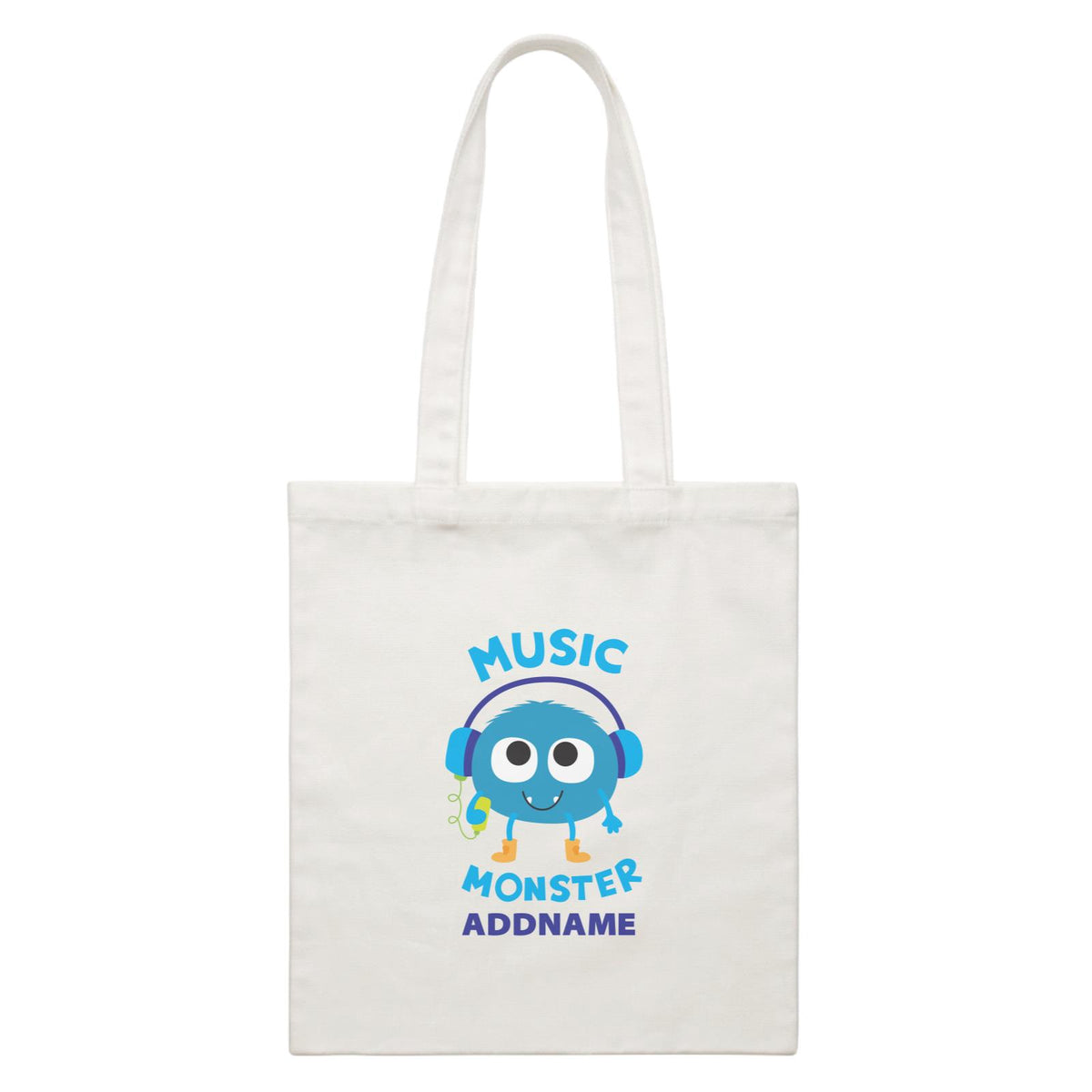 Cool Cute Monster Music Monster Addname White Canvas Bag