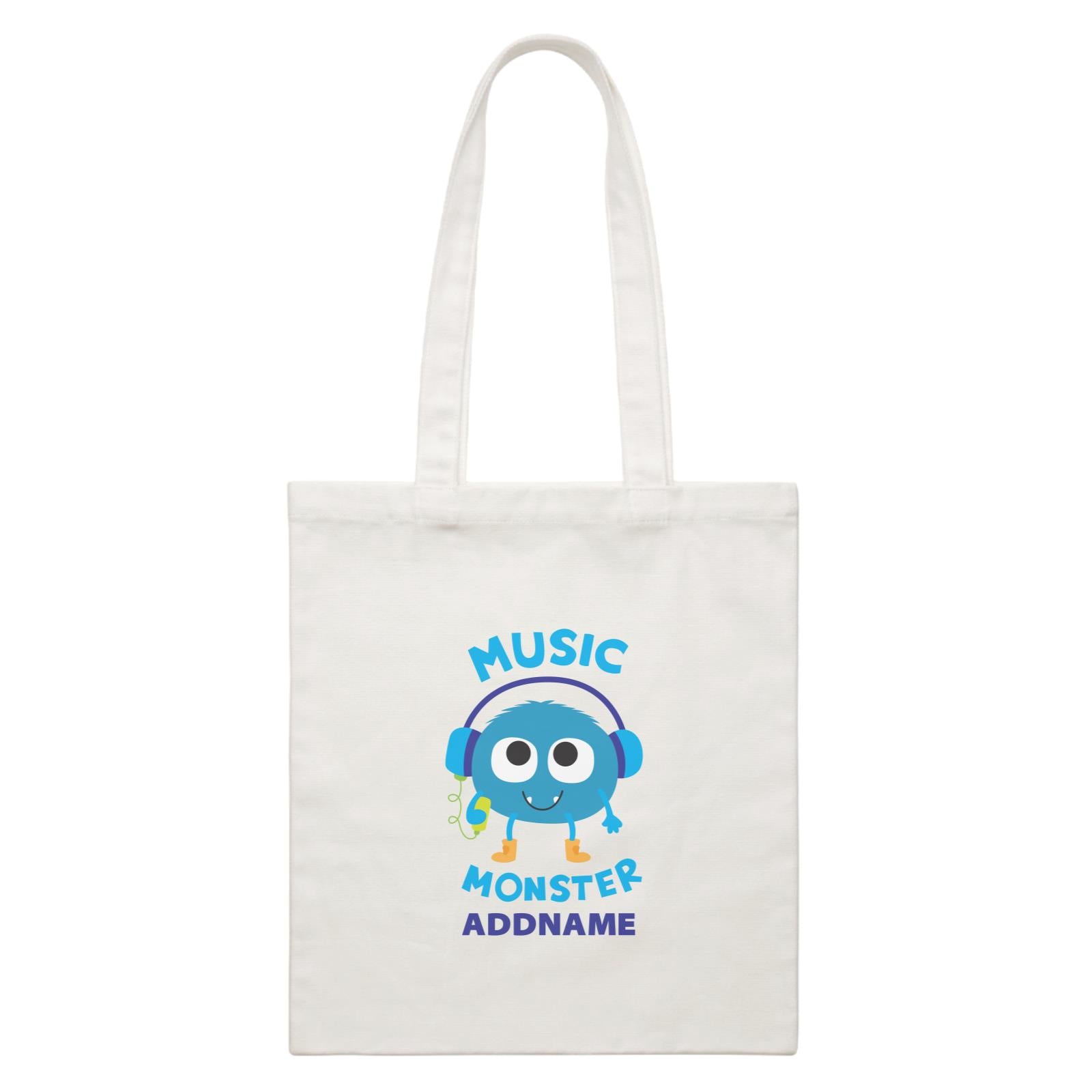 Cool Cute Monster Music Monster Addname White Canvas Bag