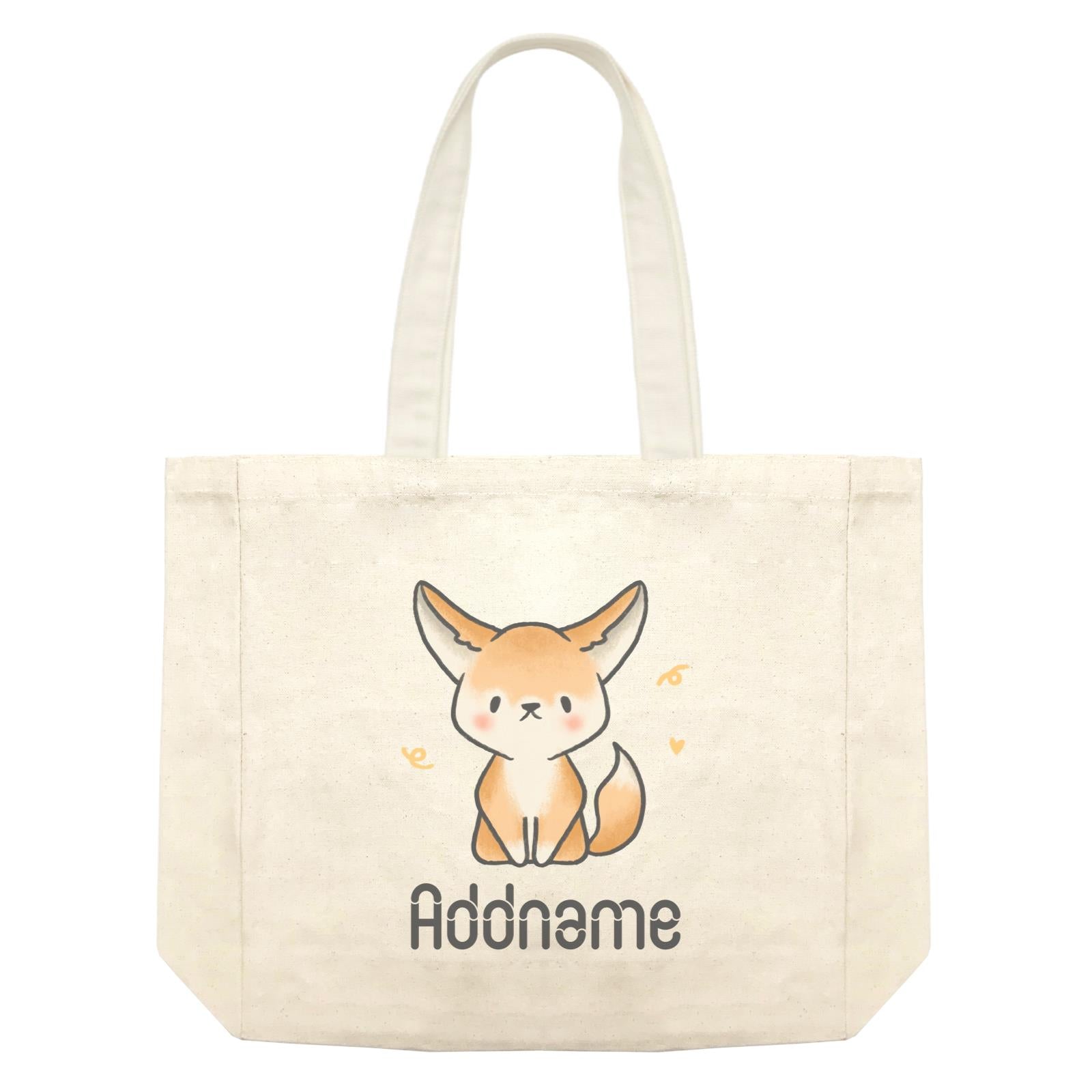 Cute Hand Drawn Style Fennec Fox Addname Shopping Bag