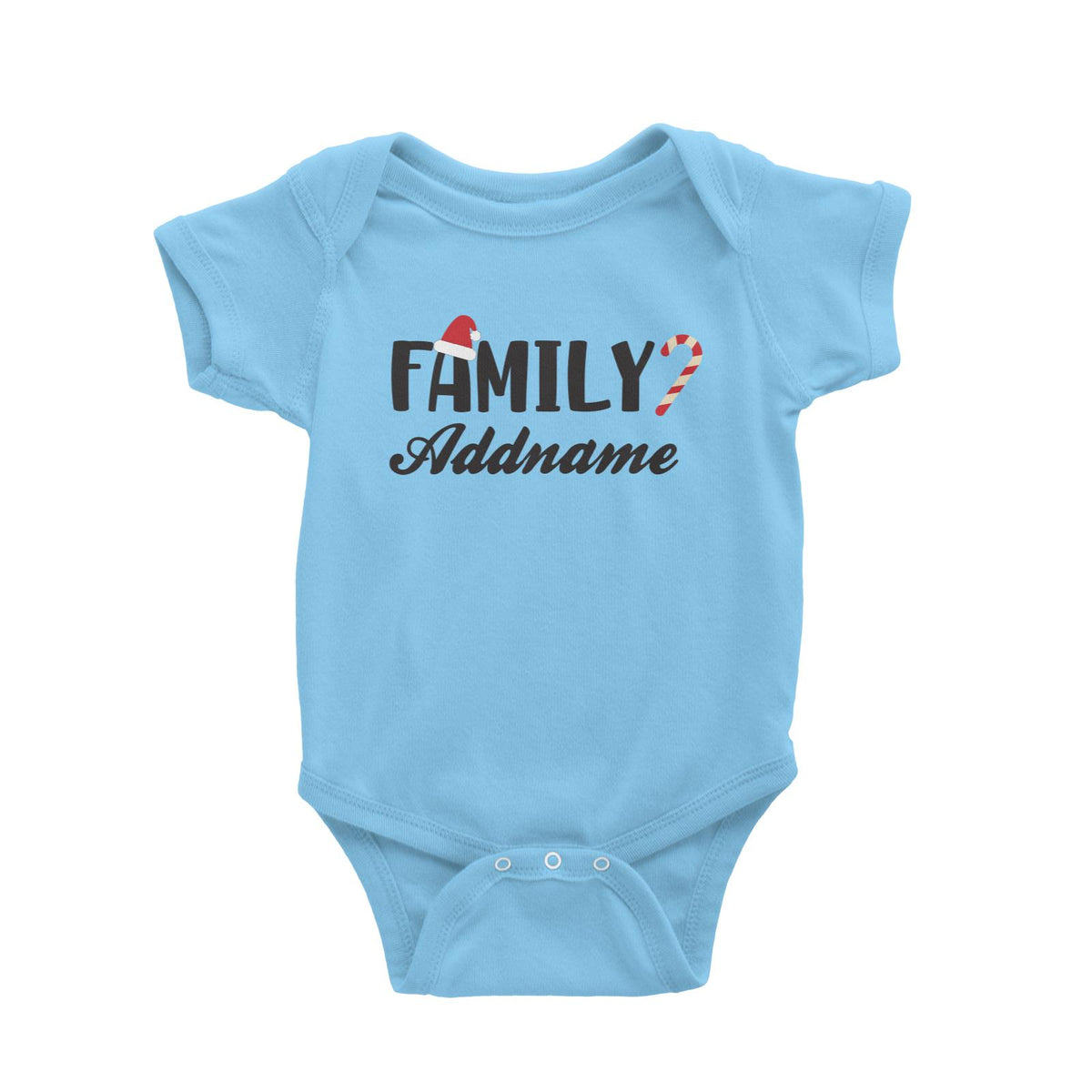 Christmas Series Family Addname with Santa Hat and Candy Cane Baby Romper
