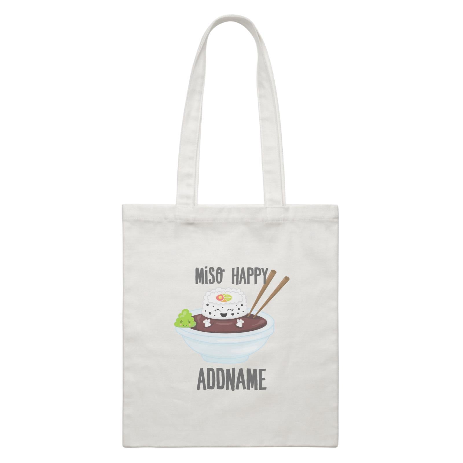 Miso Happy Sushi in Soy Sauce Addname White Canvas Bag