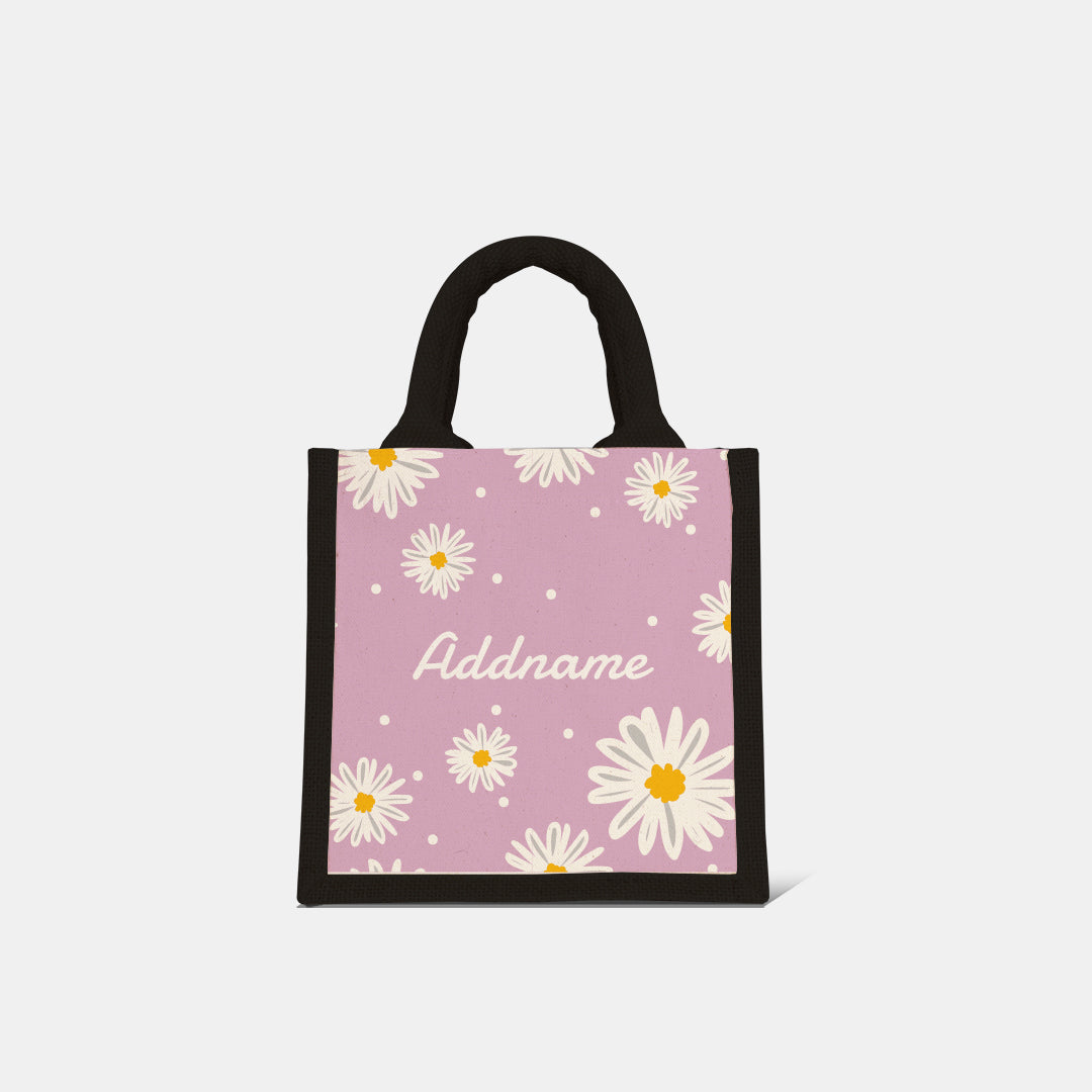 Daisy Series Half Lining Lunch Bag - Blush Black