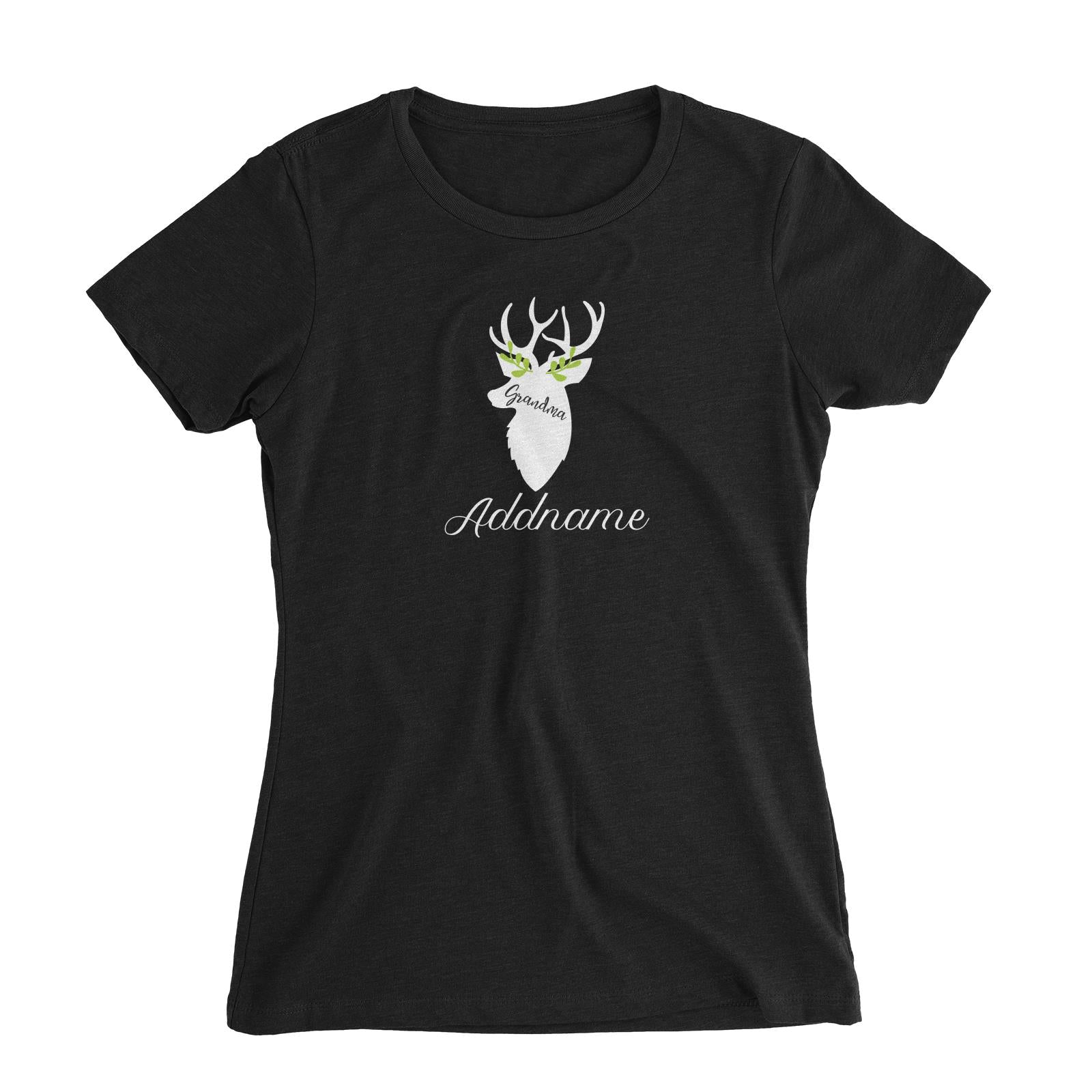 Christmas Series Grandma Silhouette Reindeer Women's Slim Fit T-Shirt