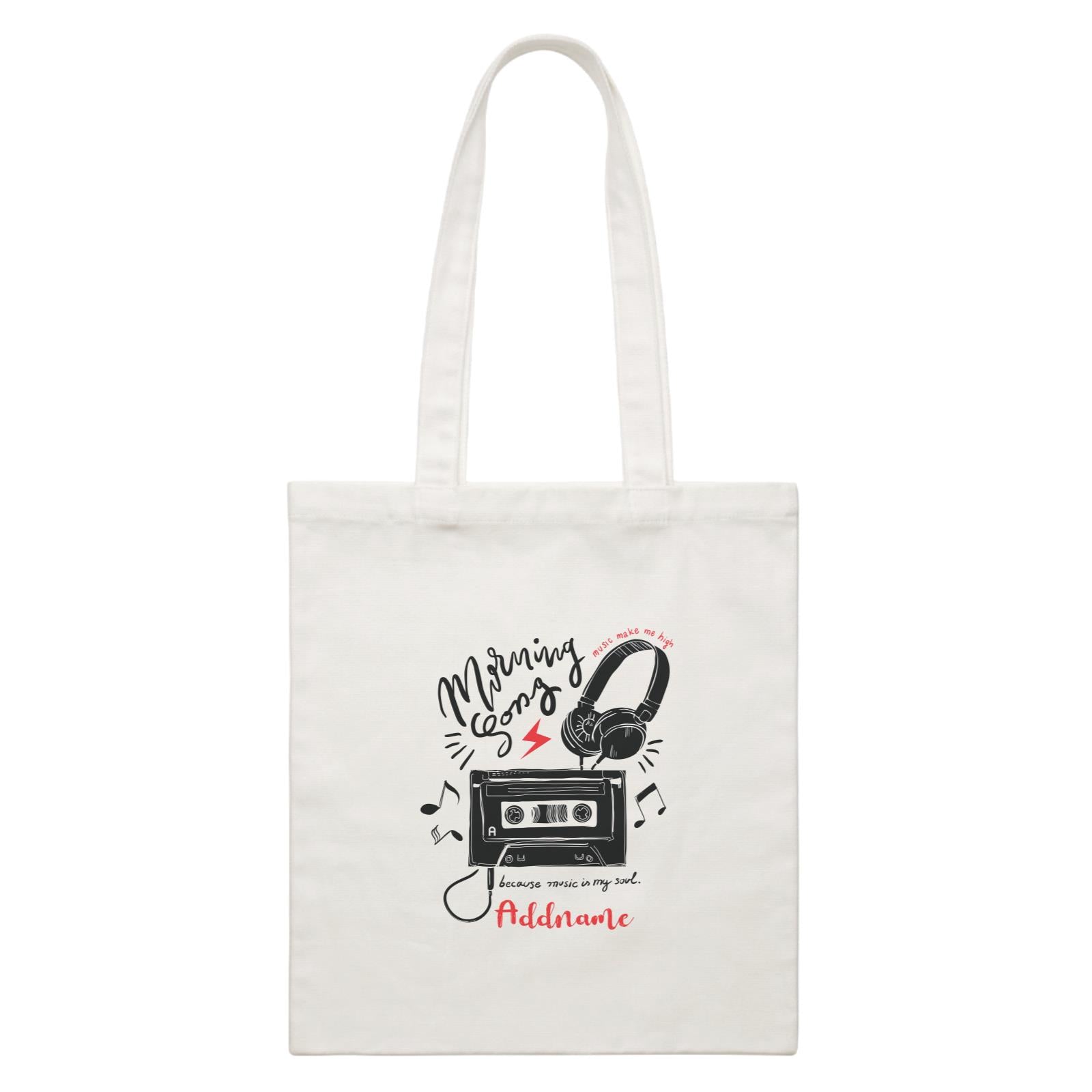 Vintage Gadgets Morning Songs Because Music My Souls Cassette Headphones With Addname White Canvas Bag