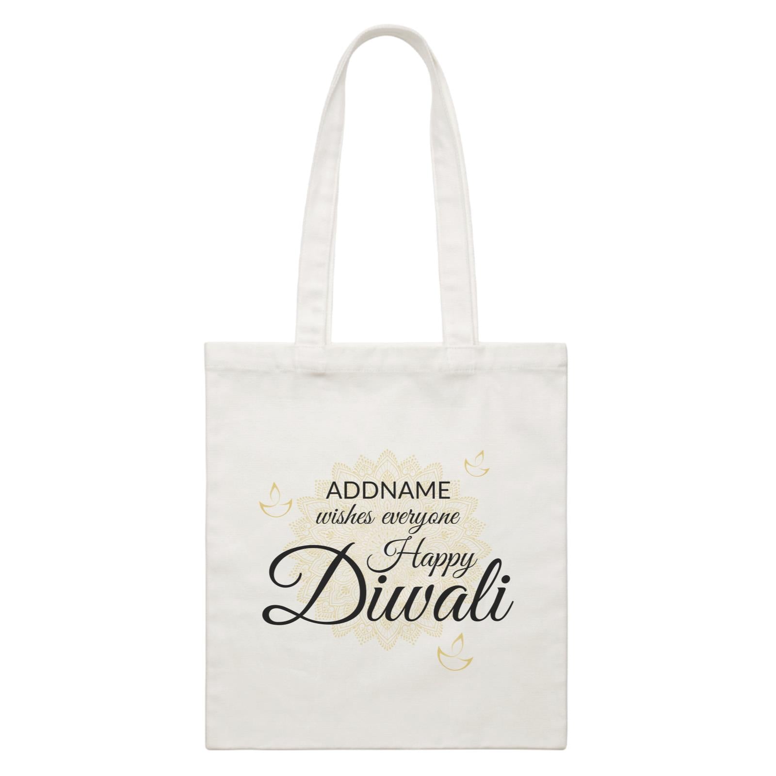 Addname Wishes Everyone Happy Diwali with Mandala White Canvas Bag