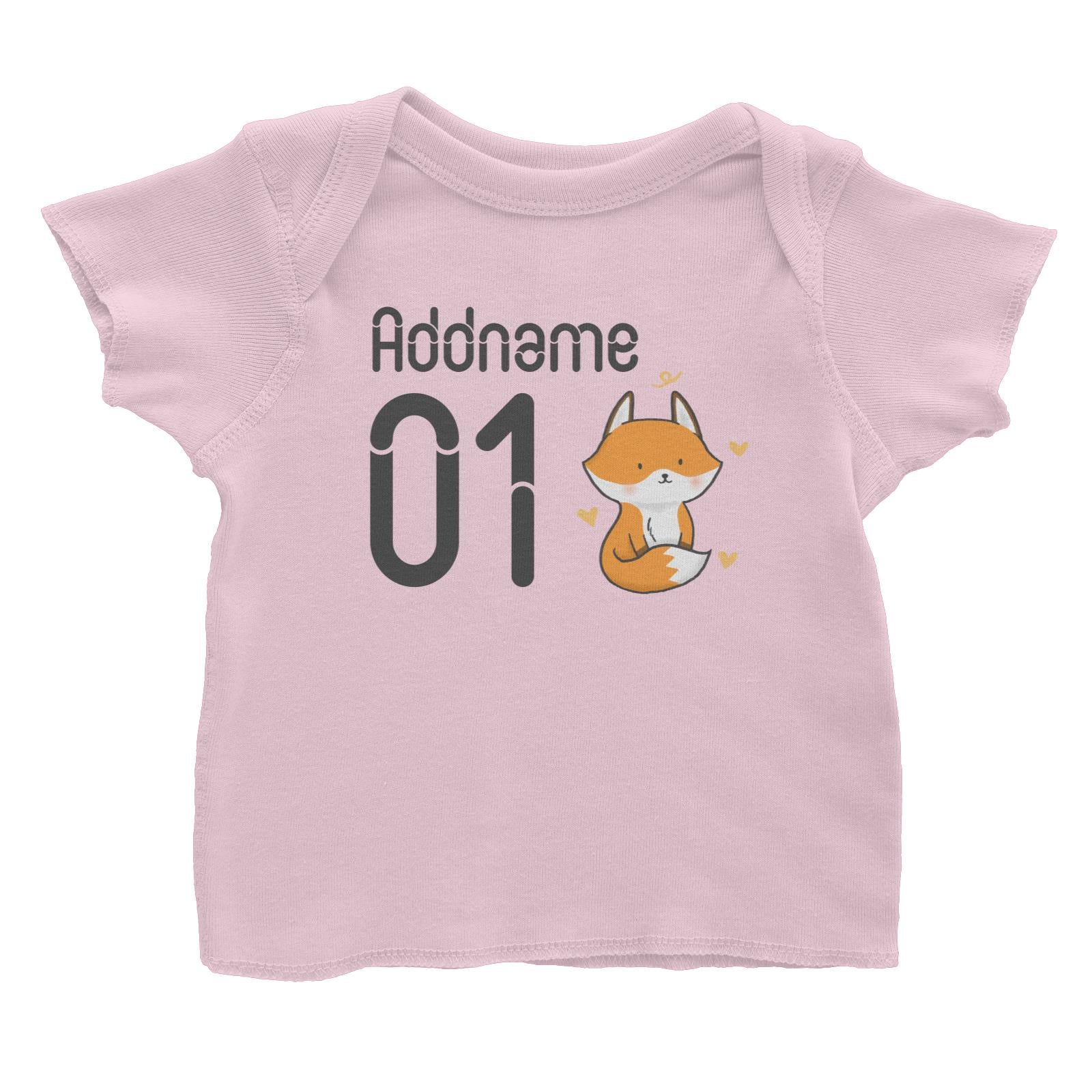 Name and Number Cute Hand Drawn Style Fox Baby T-Shirt