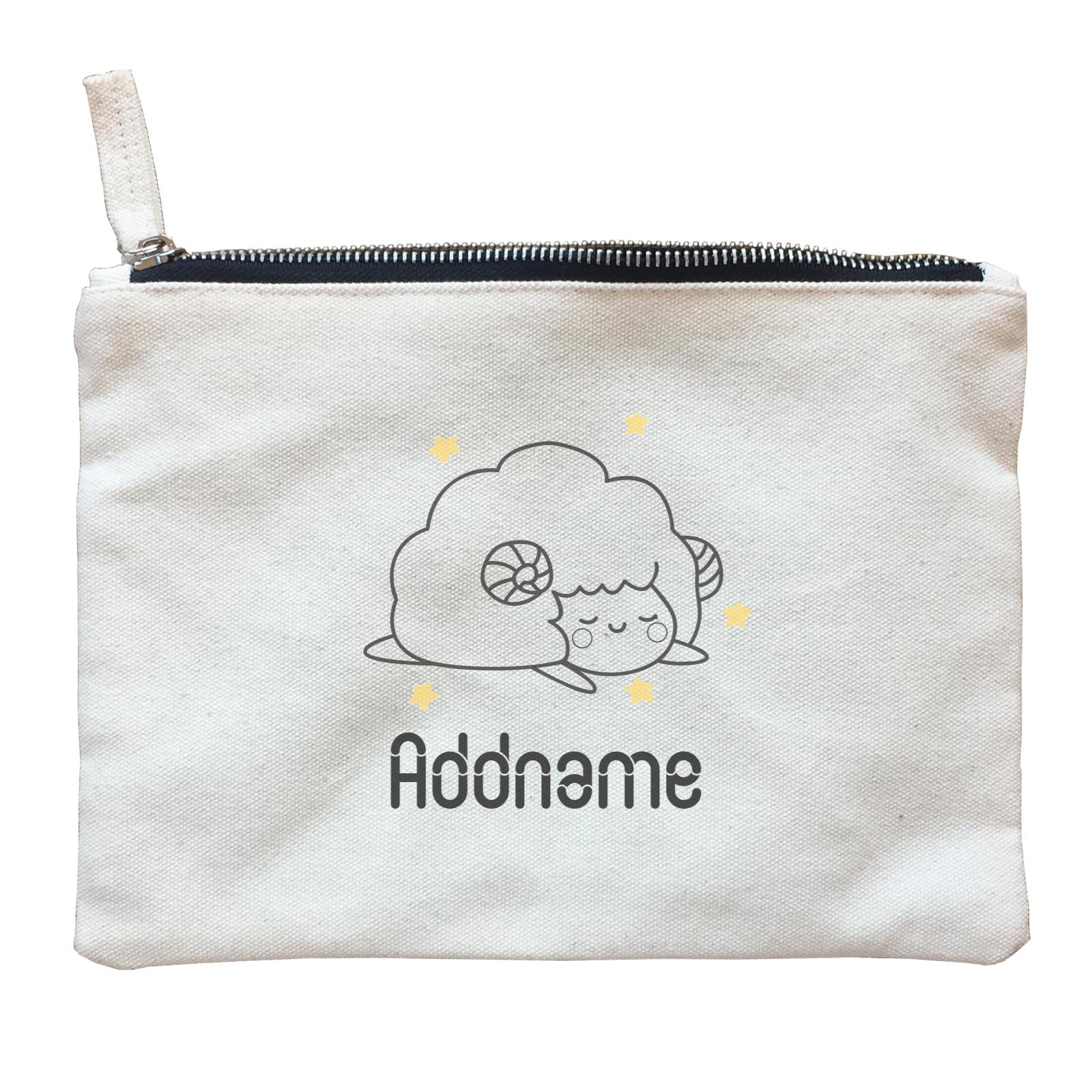 Coloring Outline Cute Hand Drawn Animals Farm Sheep Addname Zipper Pouch