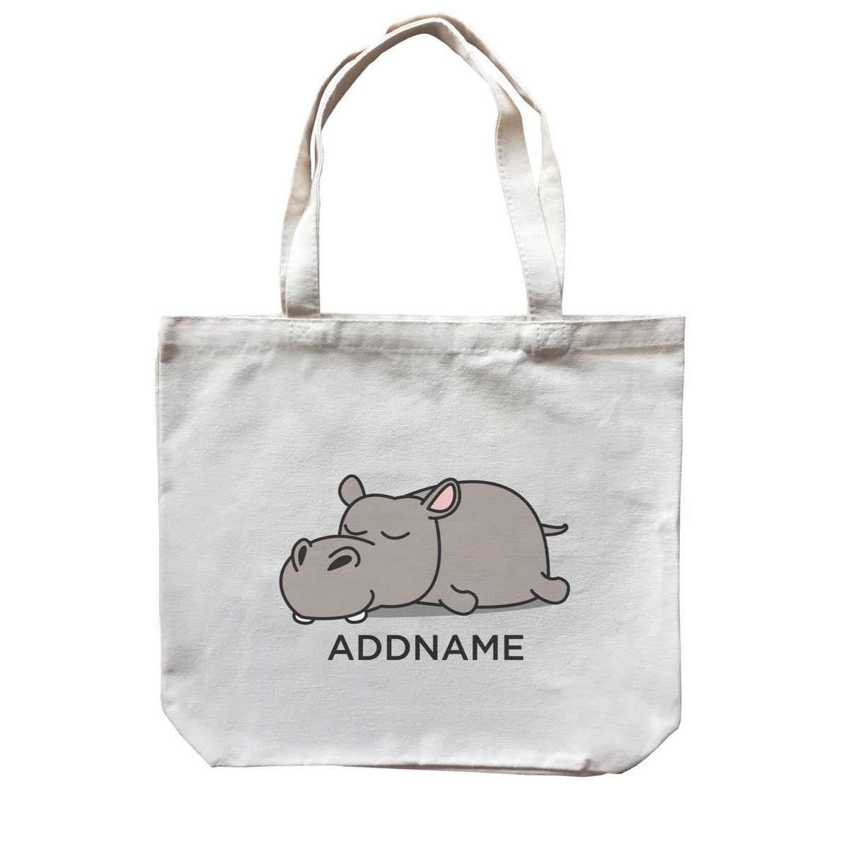 Lazy Hippopotamus Addname Canvas Bag
