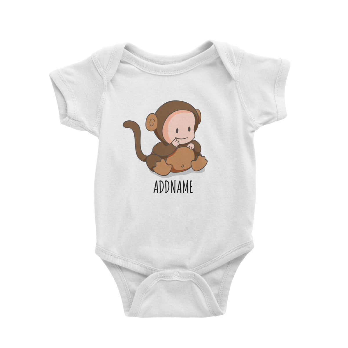 Cartoon Monkey Baby White White Baby Romper