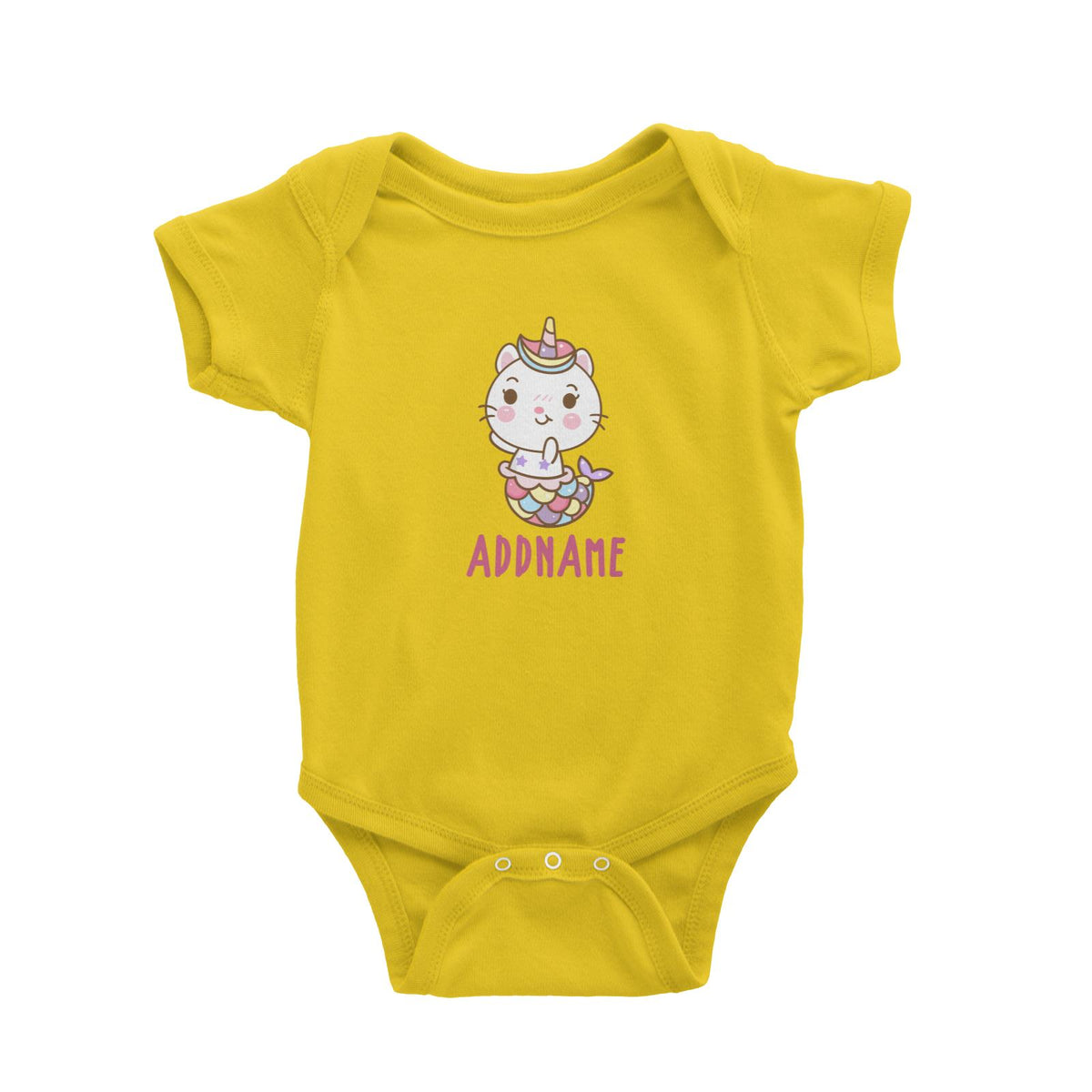 Unicorn And Princess Series Cute Cat Mermaid Addname Baby Romper