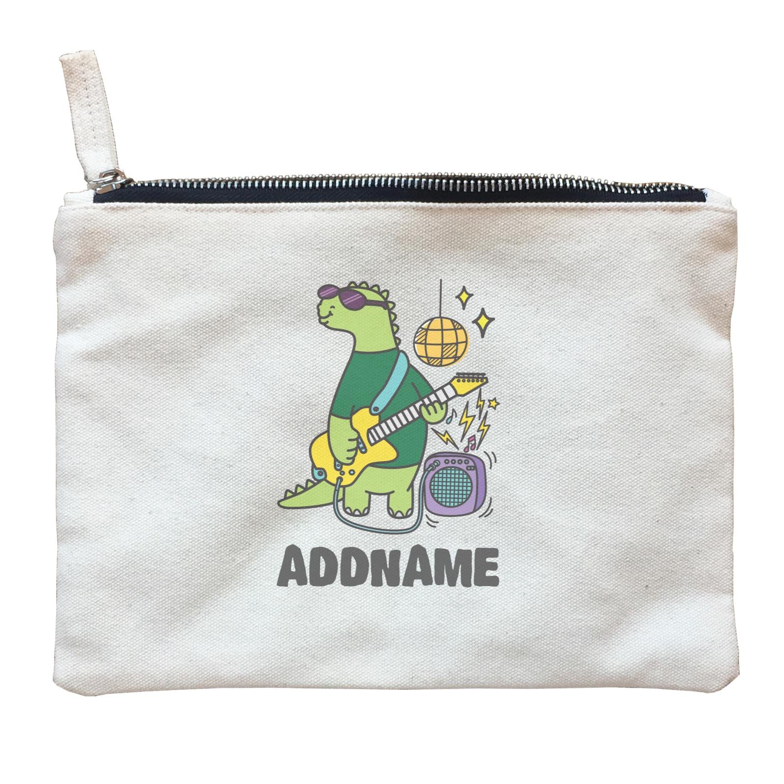 Super Cute Dinosaur Cool Guitarist Zipper Pouch