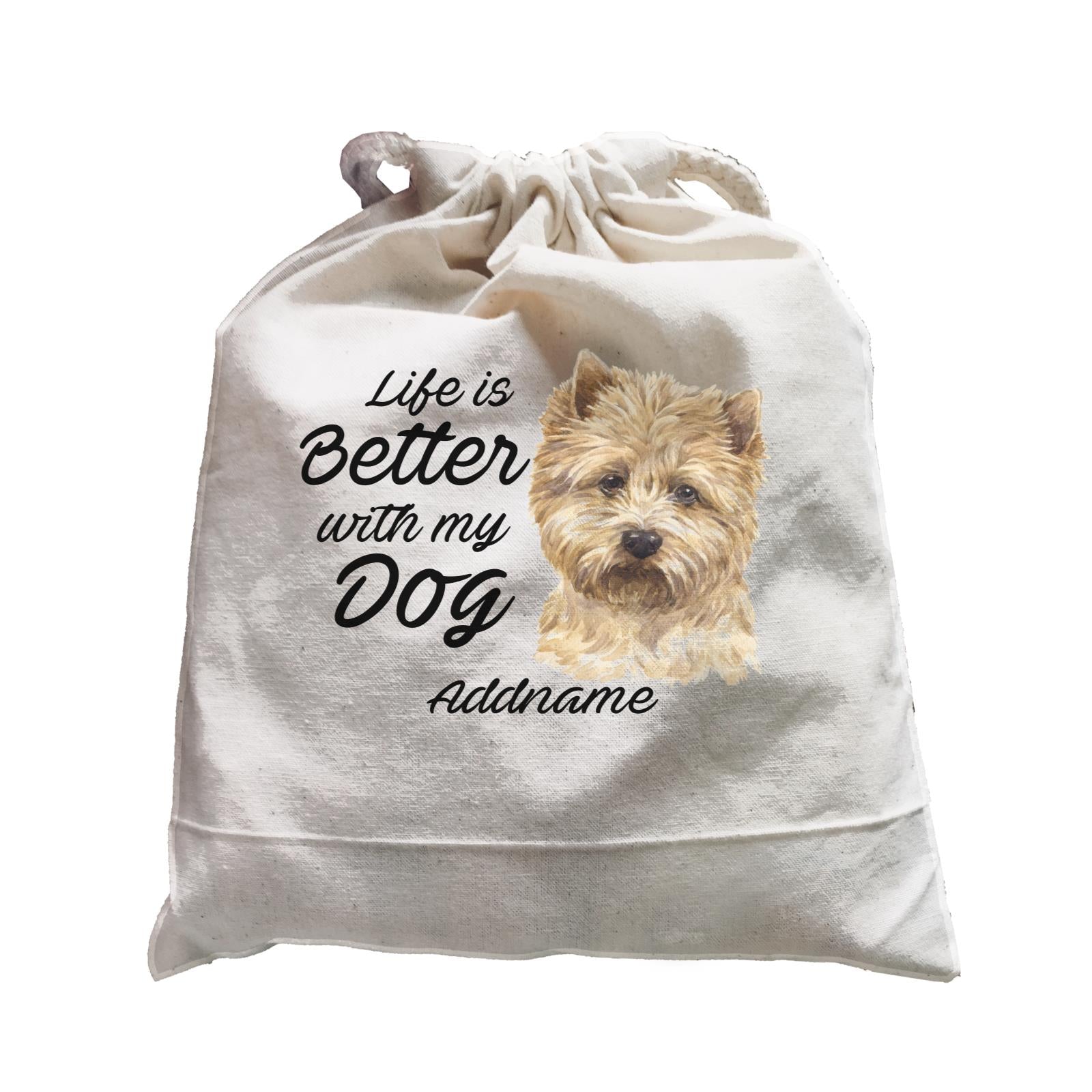 Watercolor Life is Better With My Dog Cairn Terrier Addname Satchel