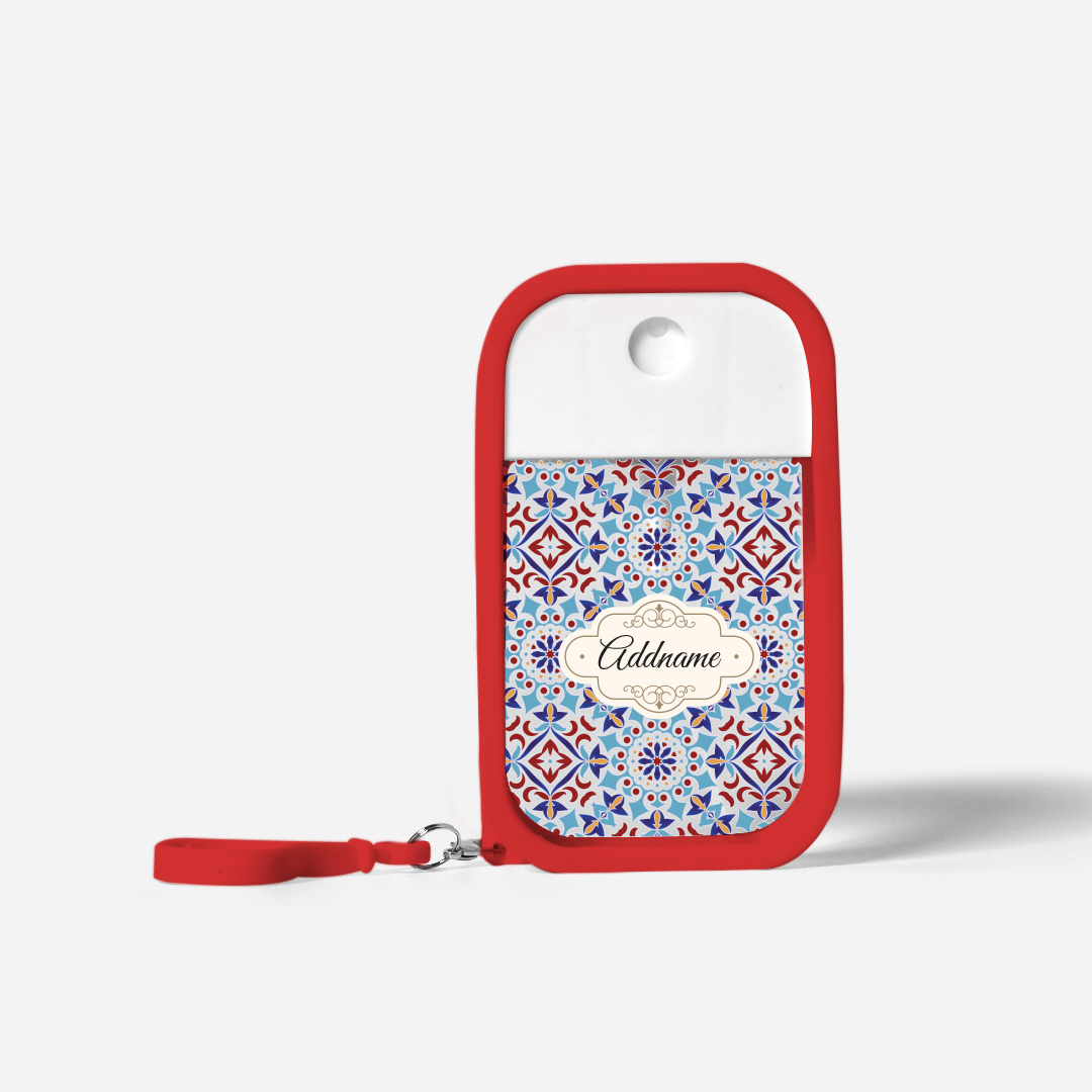 Moroccan Series Refillable Hand Sanitizer with Personalisation - Arabesque Agean Blue Red