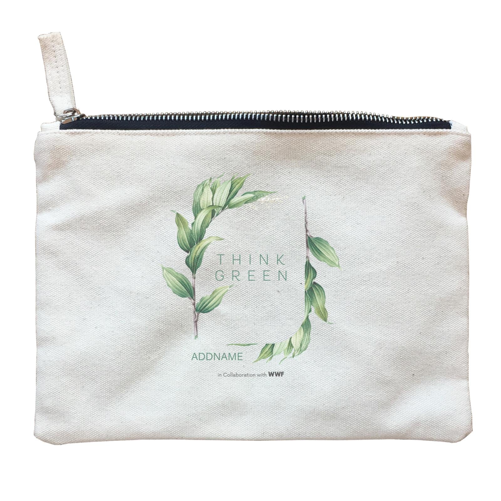 Think Green Watercolour Branches Addname Zipper Pouch