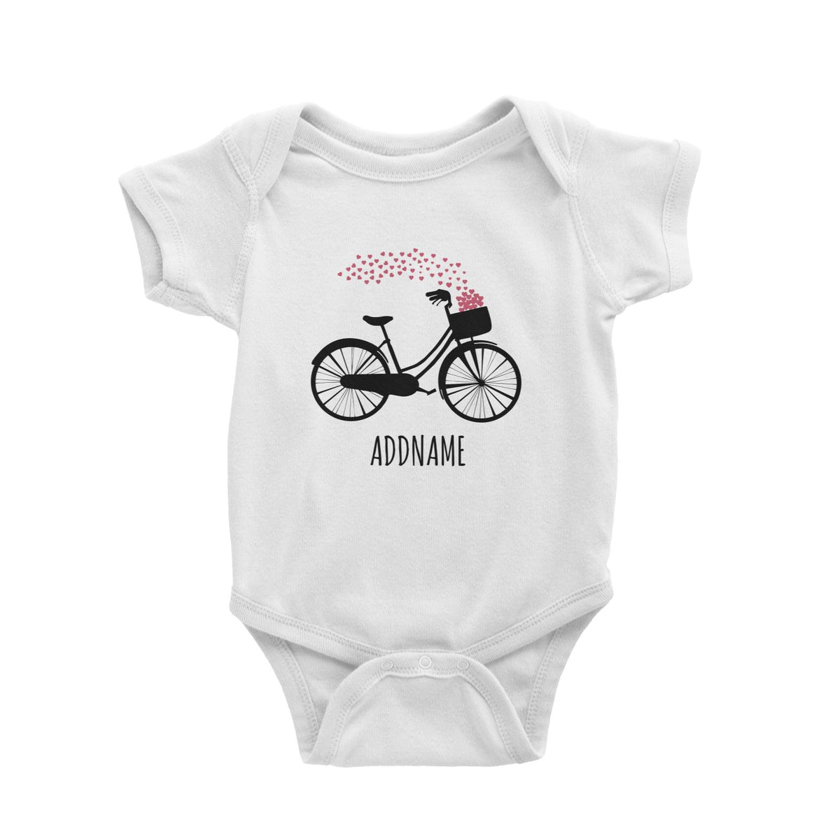 Bicycle Heart Shape Love White White Baby Romper