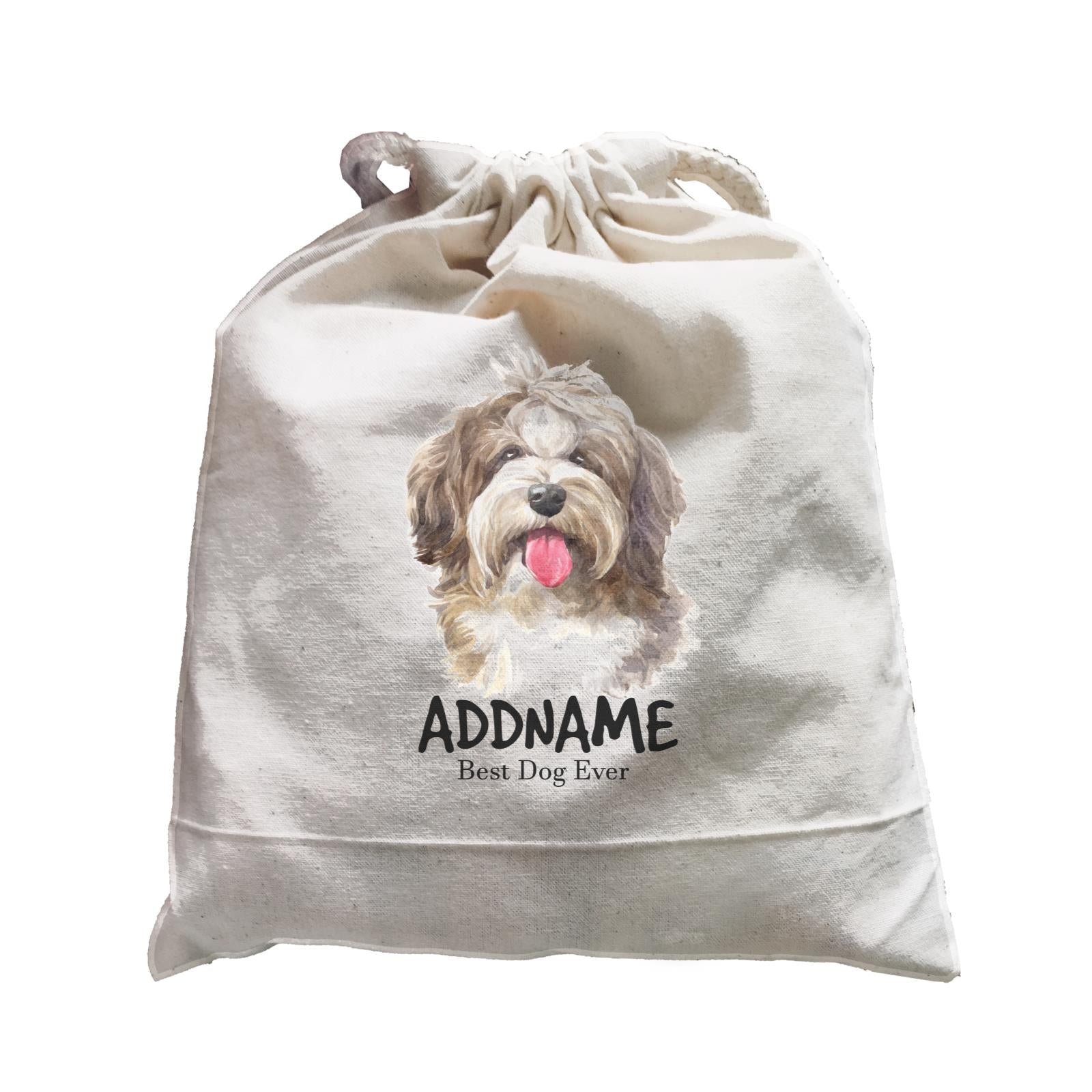 Watercolor Dog Shaggy Havanese Best Dog Ever Addname Satchel
