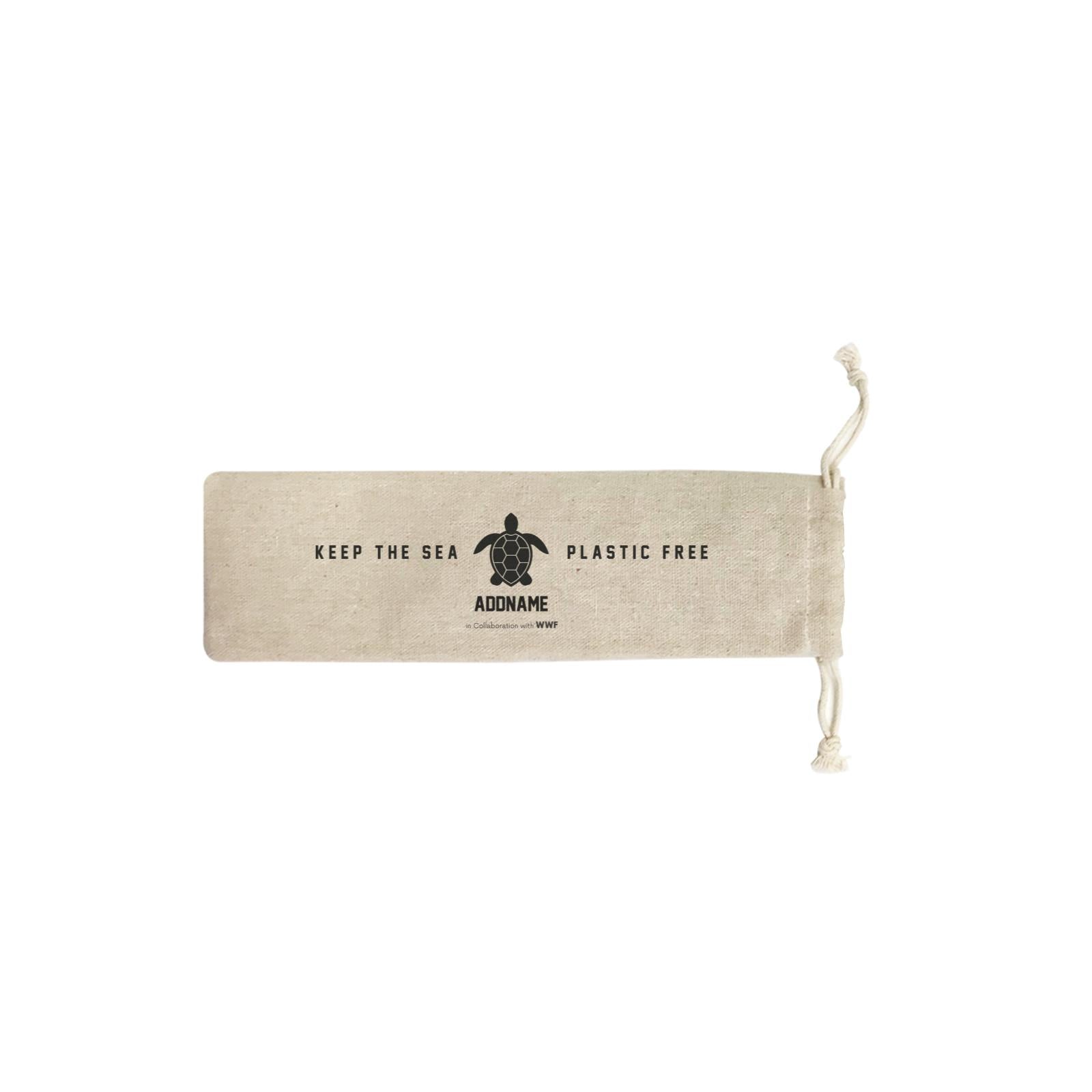 Please Keep The Sea Plastic Free Turtle Monochrome Addname SB Straw Pouch (No Straws included)