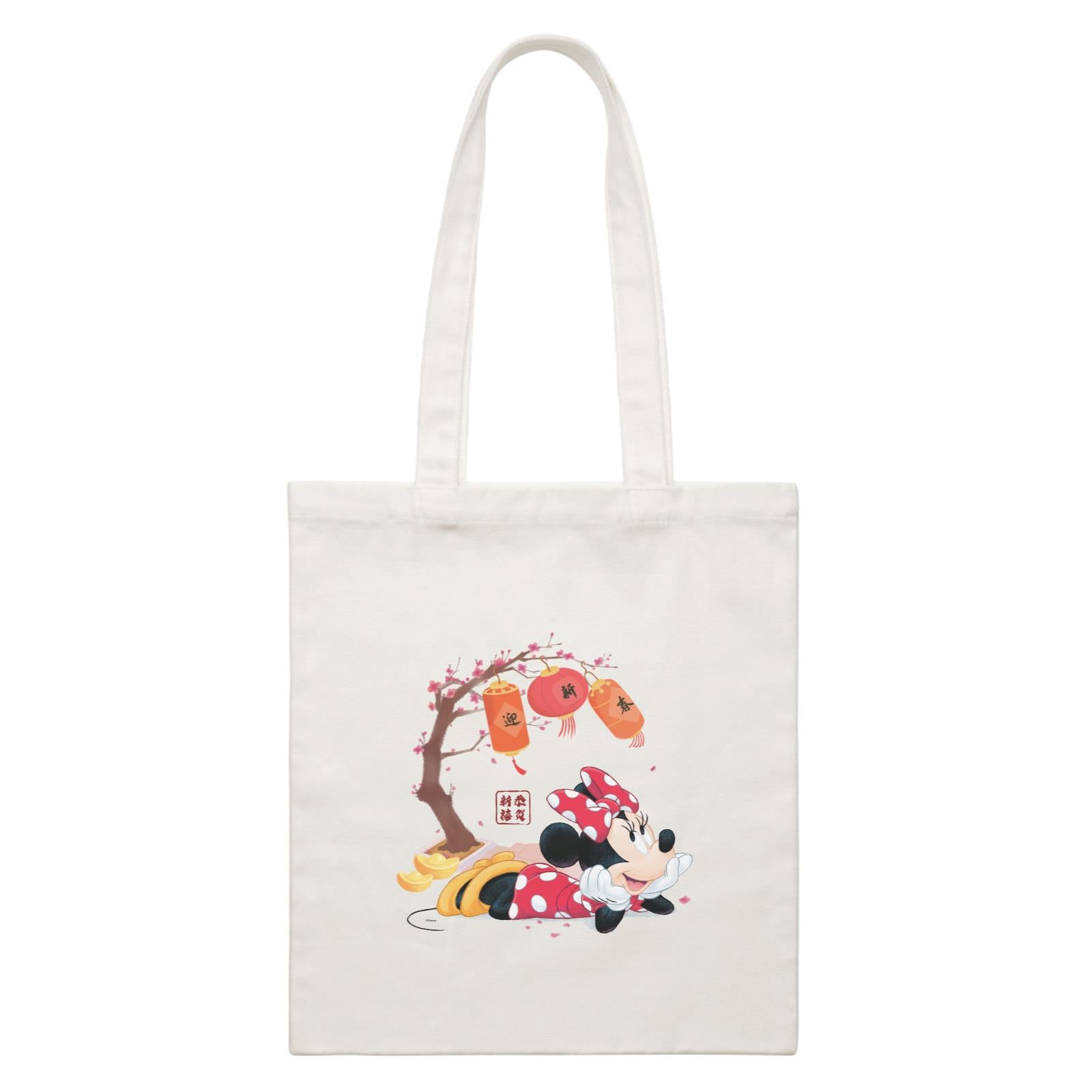 Disney CNY Minnie With Prosperity Elements Non Personalised CBR White Canvas Bag