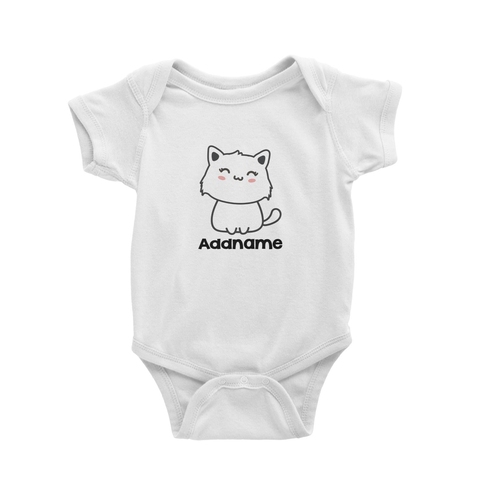 Drawn Adorable Cats White Addname Baby Romper