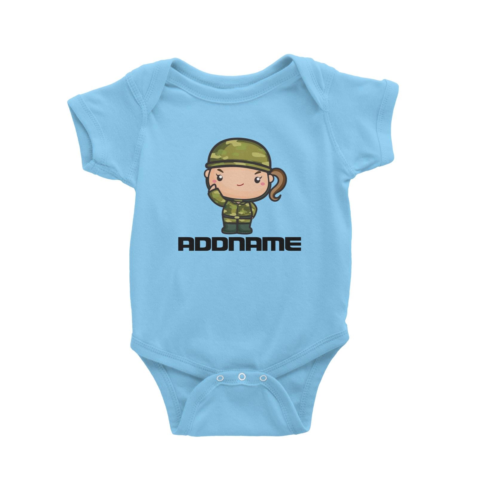 Birthday Battle Theme Army Soldier Girl Addname Baby Romper