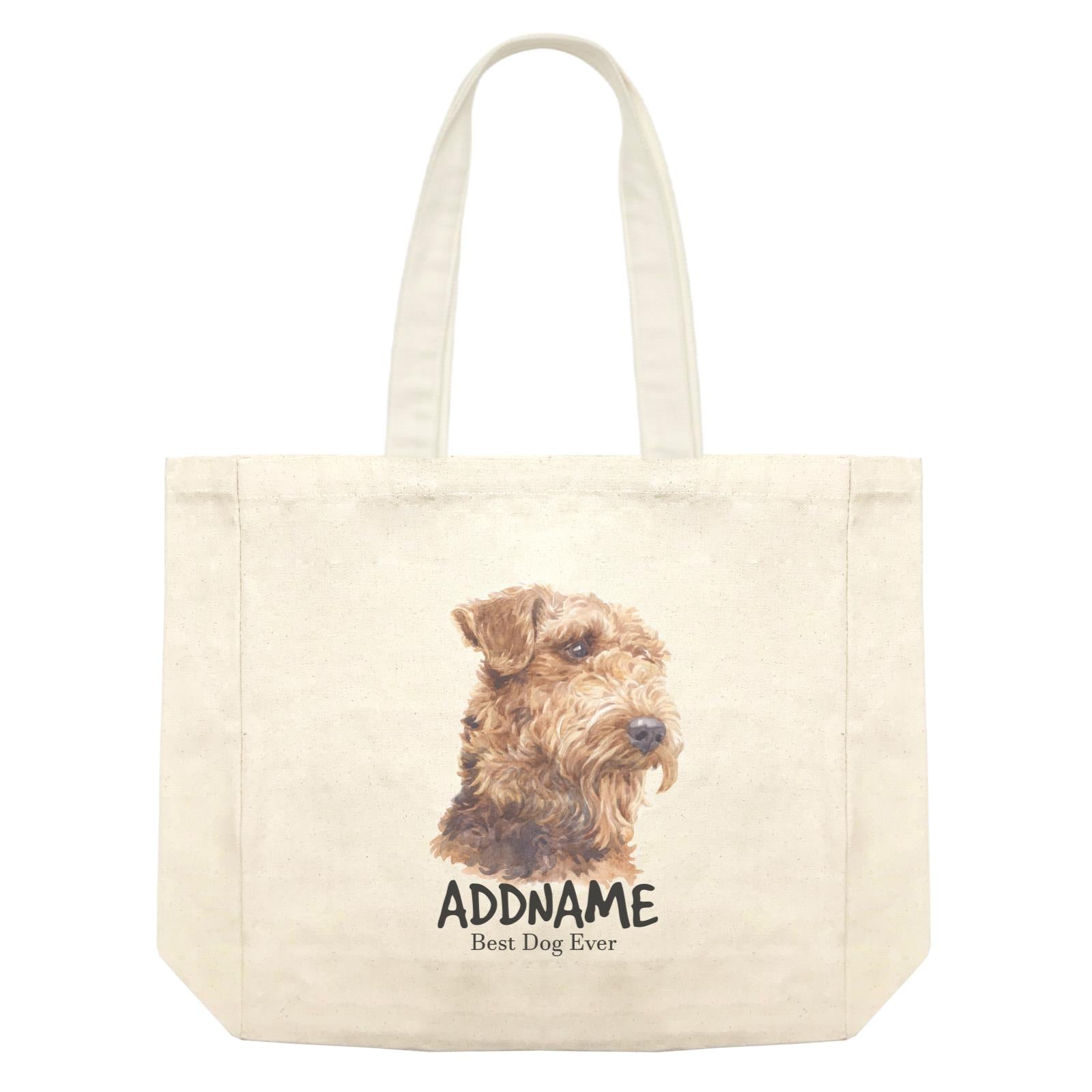 Watercolor Dog Airedale Terrier Best Dog Ever Addname Shopping Bag