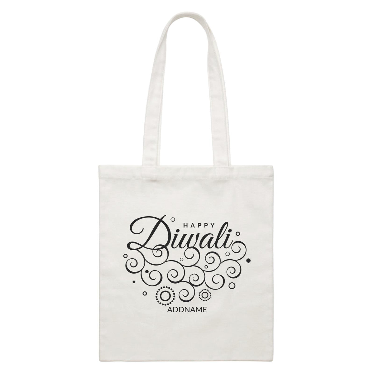Decorative Happy Diwali Greetings Addname White Canvas Bag