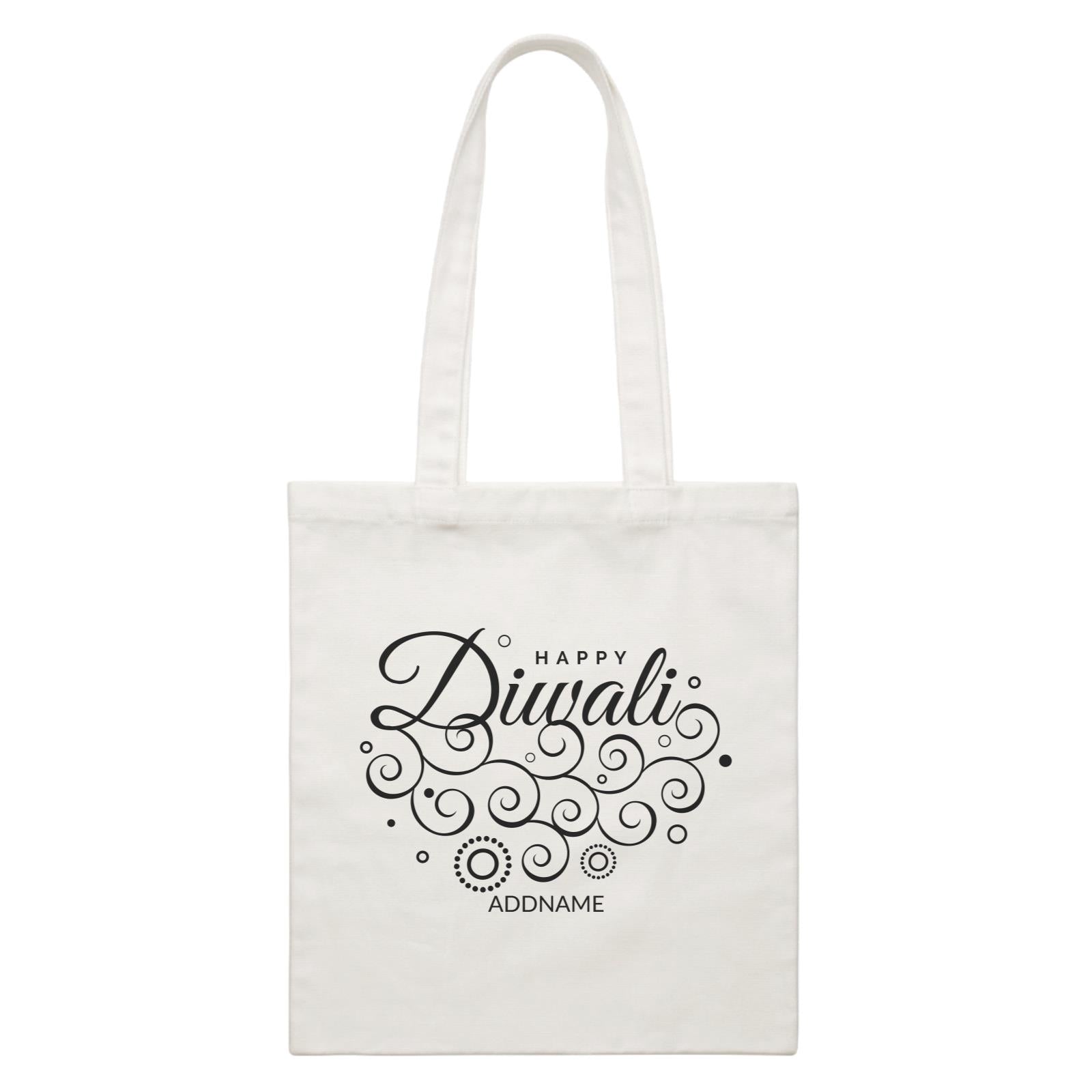 Decorative Happy Diwali Greetings Addname White Canvas Bag