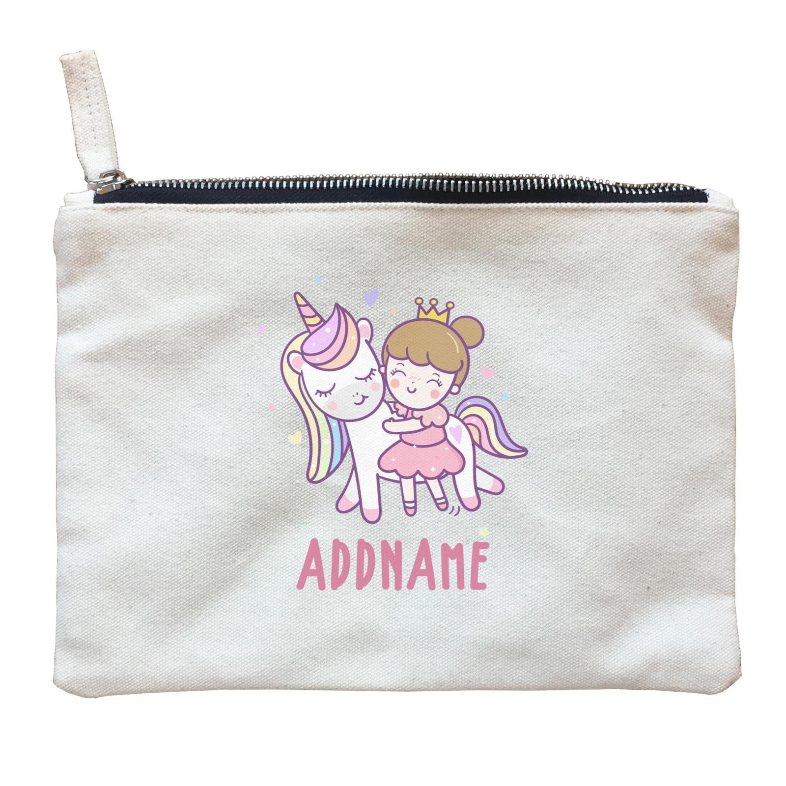 Unicorn And Princess Series Cute Unicorn With Princess Addname Zipper Pouch