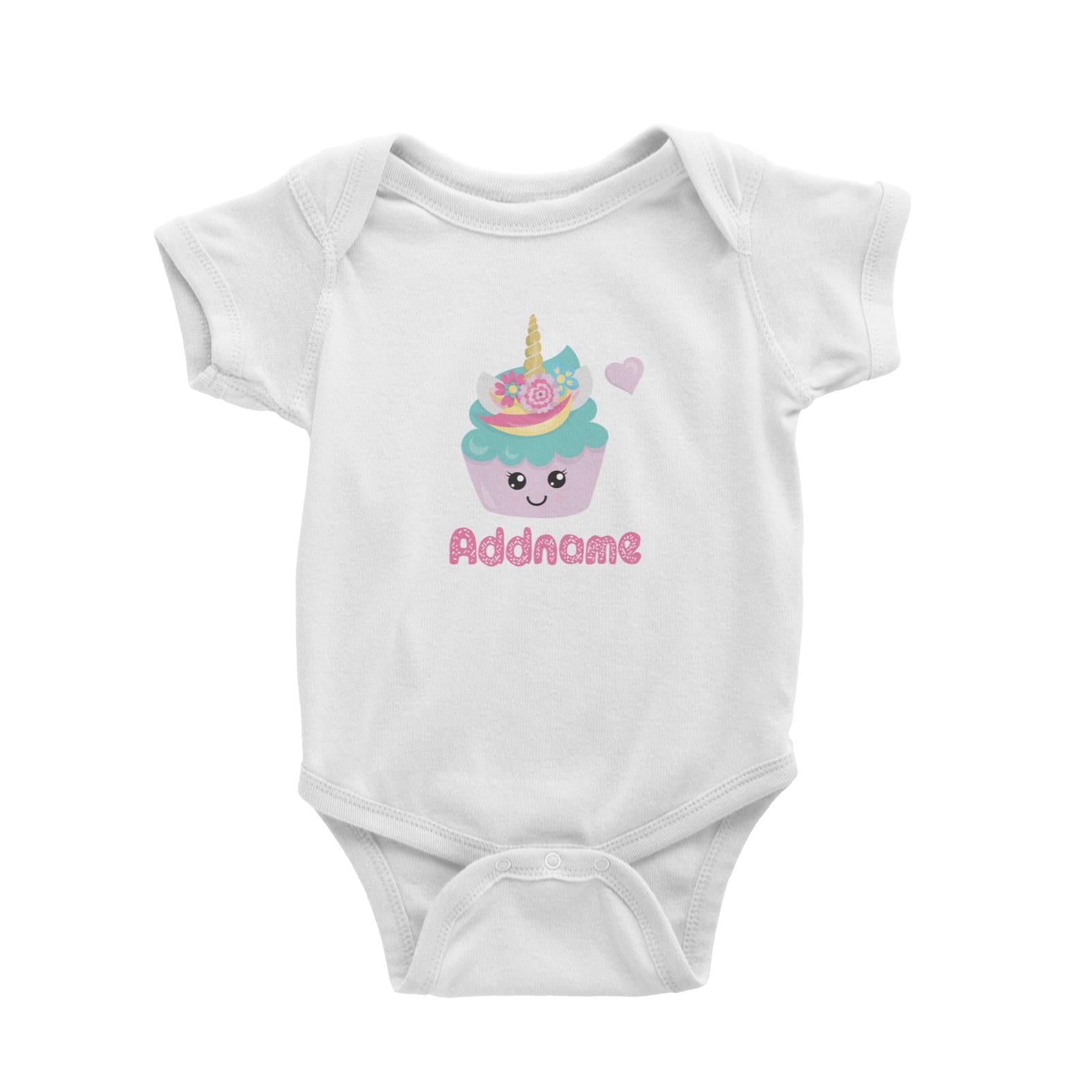 Magical Sweets Purple Cupcake Addname White Baby Romper