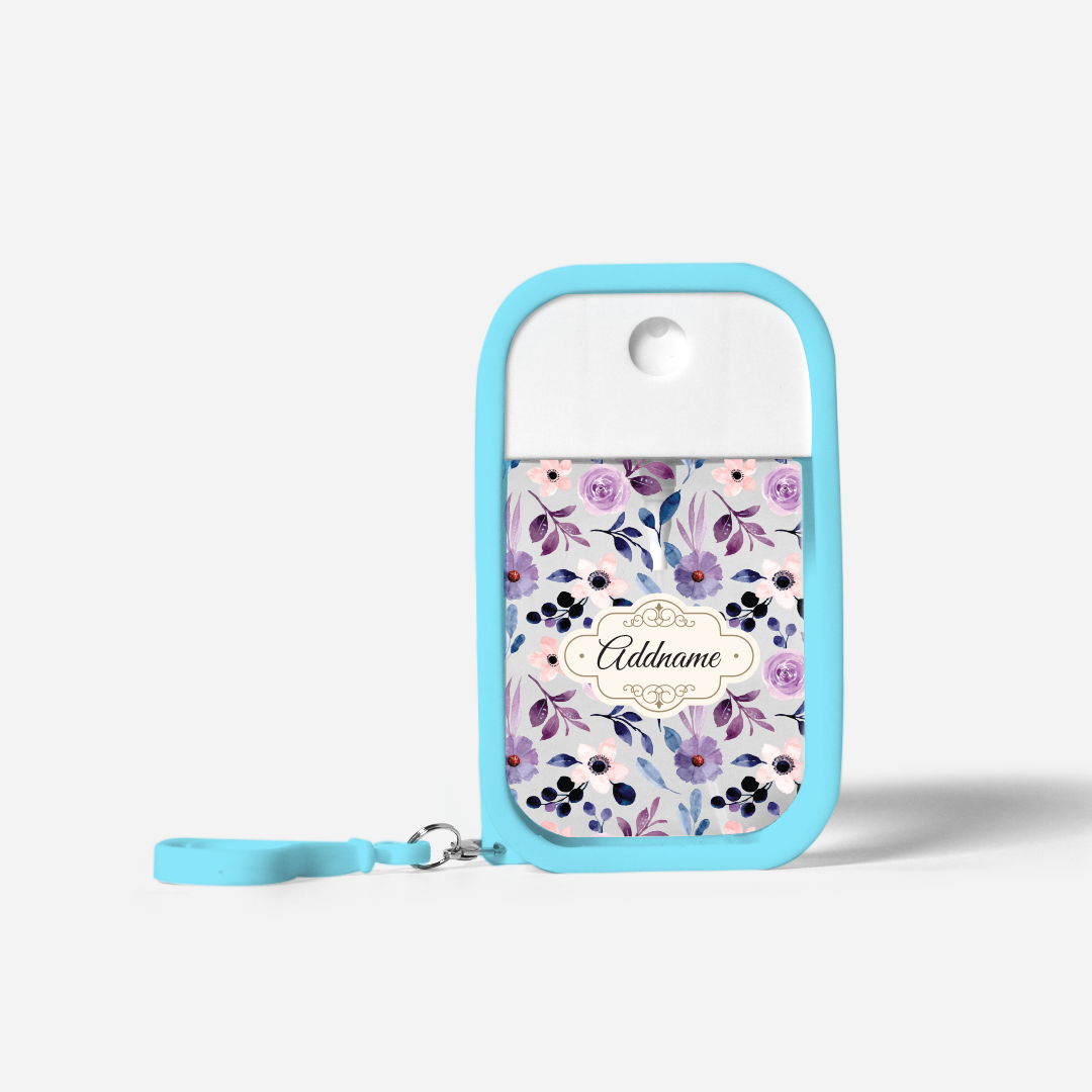 Laura Series Refillable Hand Sanitizer with Personalisation - Violet Light BLue
