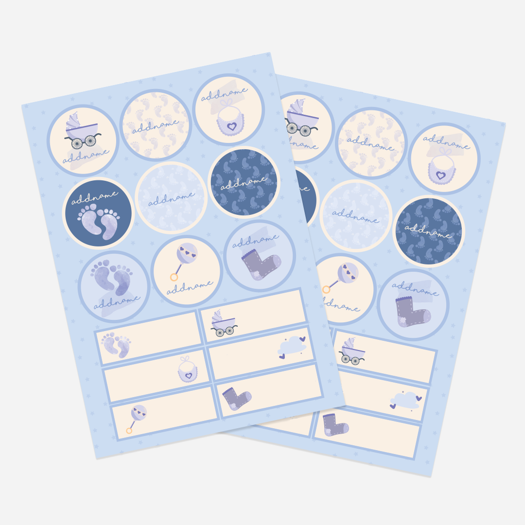 Footprint Boy Name Label Stickers