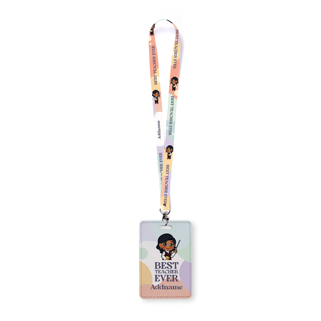 Chibi Best Teacher Ever Pastel Melody - Lanyard and Cardholder