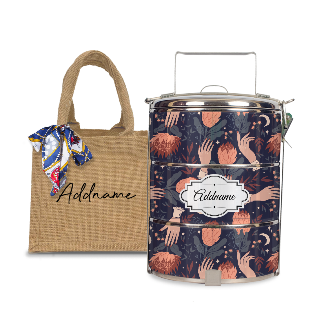 Floral with Hands Tiffin Carrier