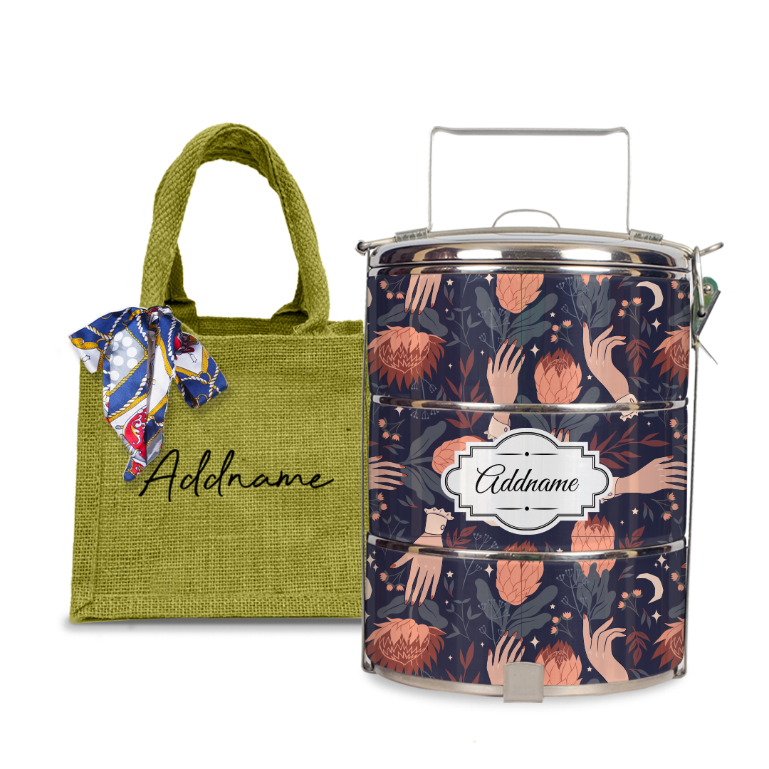 Floral with Hands Tiffin Carrier