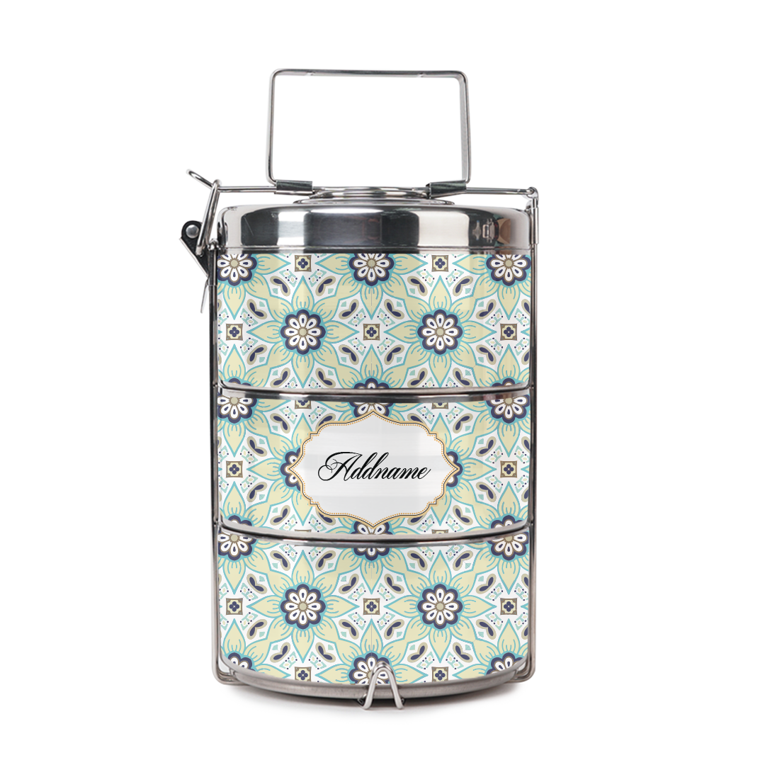 Chromatic Floral Teal Tiffin Carrier