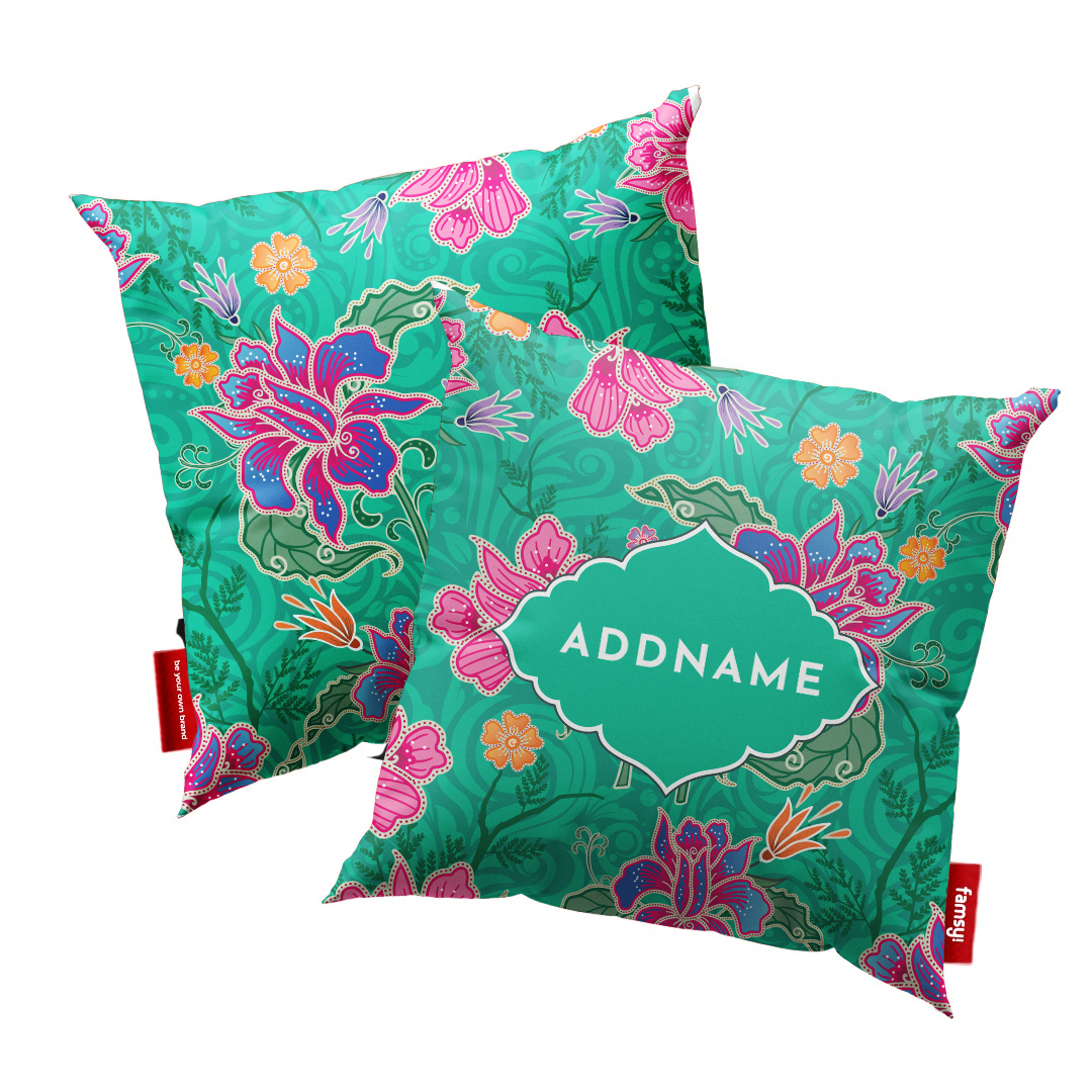 Modern Mahsuri Series - Legend Green Full Print Cushion Cover with Inner Cushion