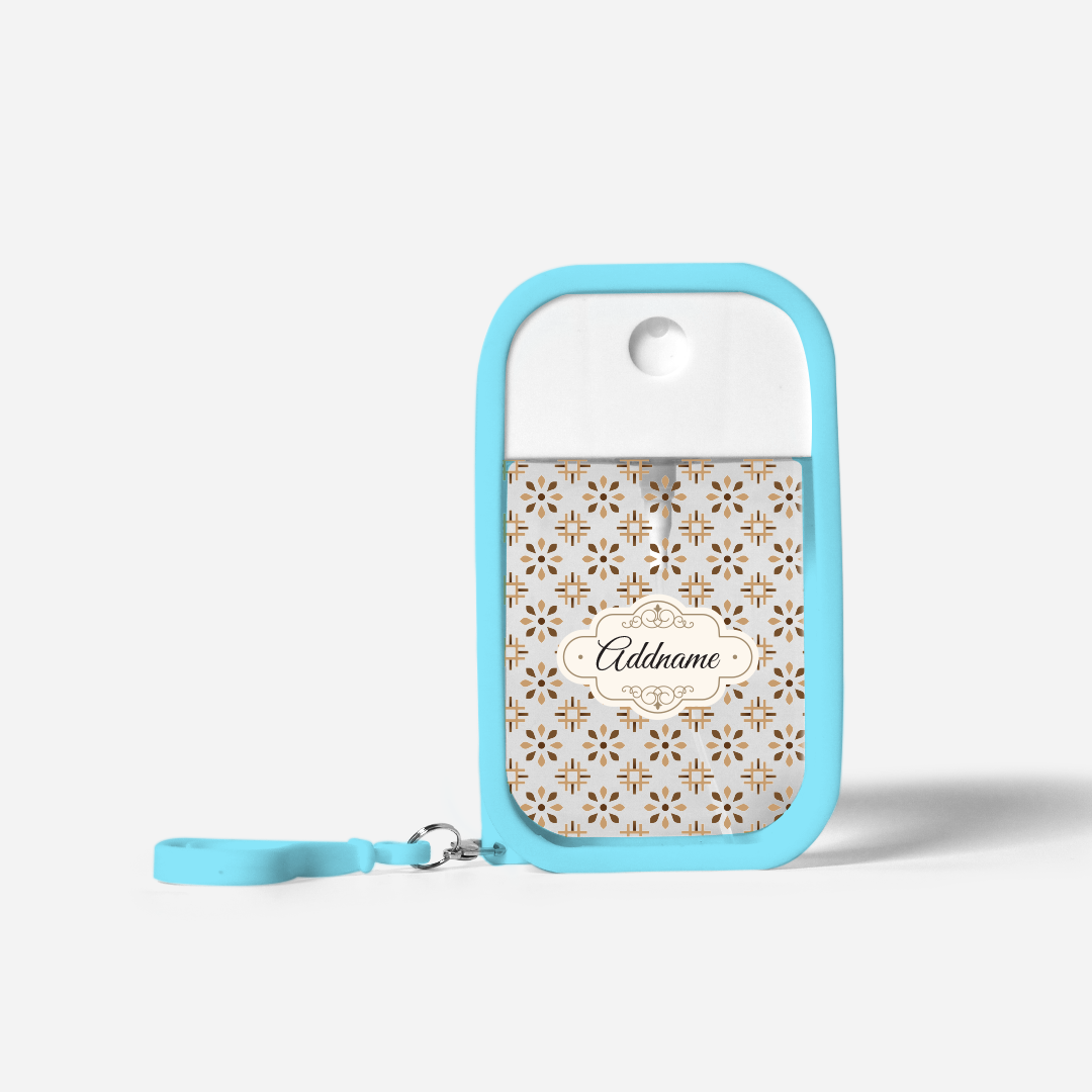 Moroccan Series Refillable Hand Sanitizer with Personalisation - Arabesque Tawny Brown Light BLue