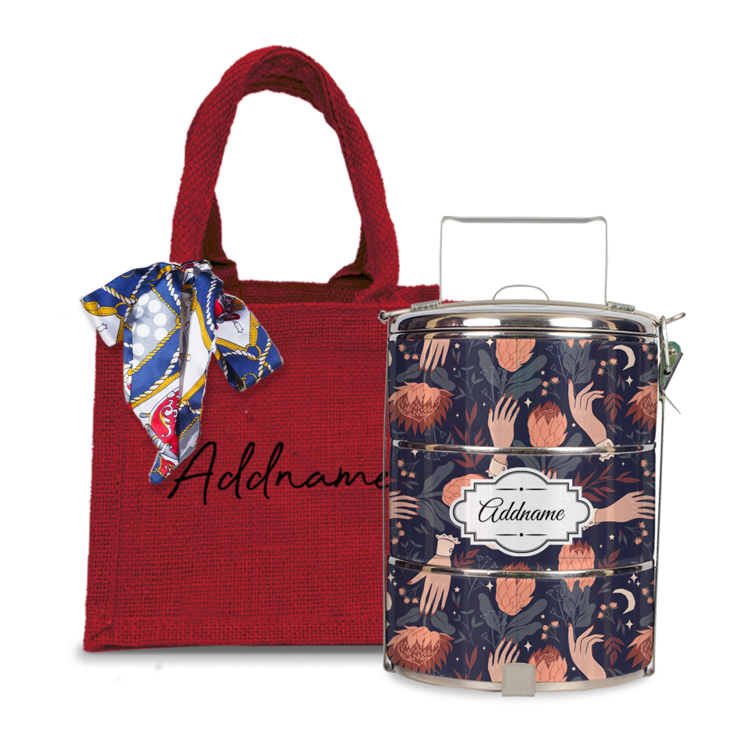 Floral with Hands Tiffin Carrier