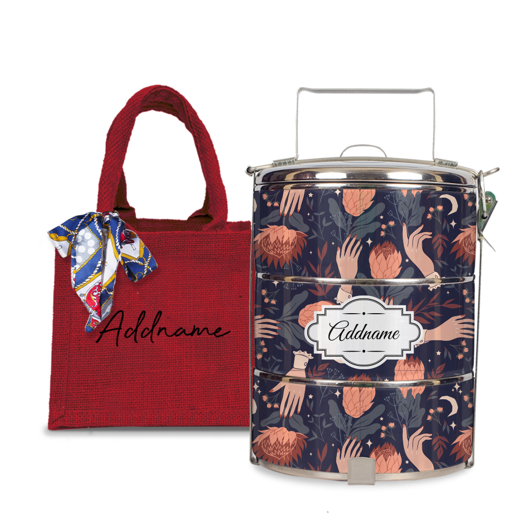 Floral with Hands Tiffin Carrier