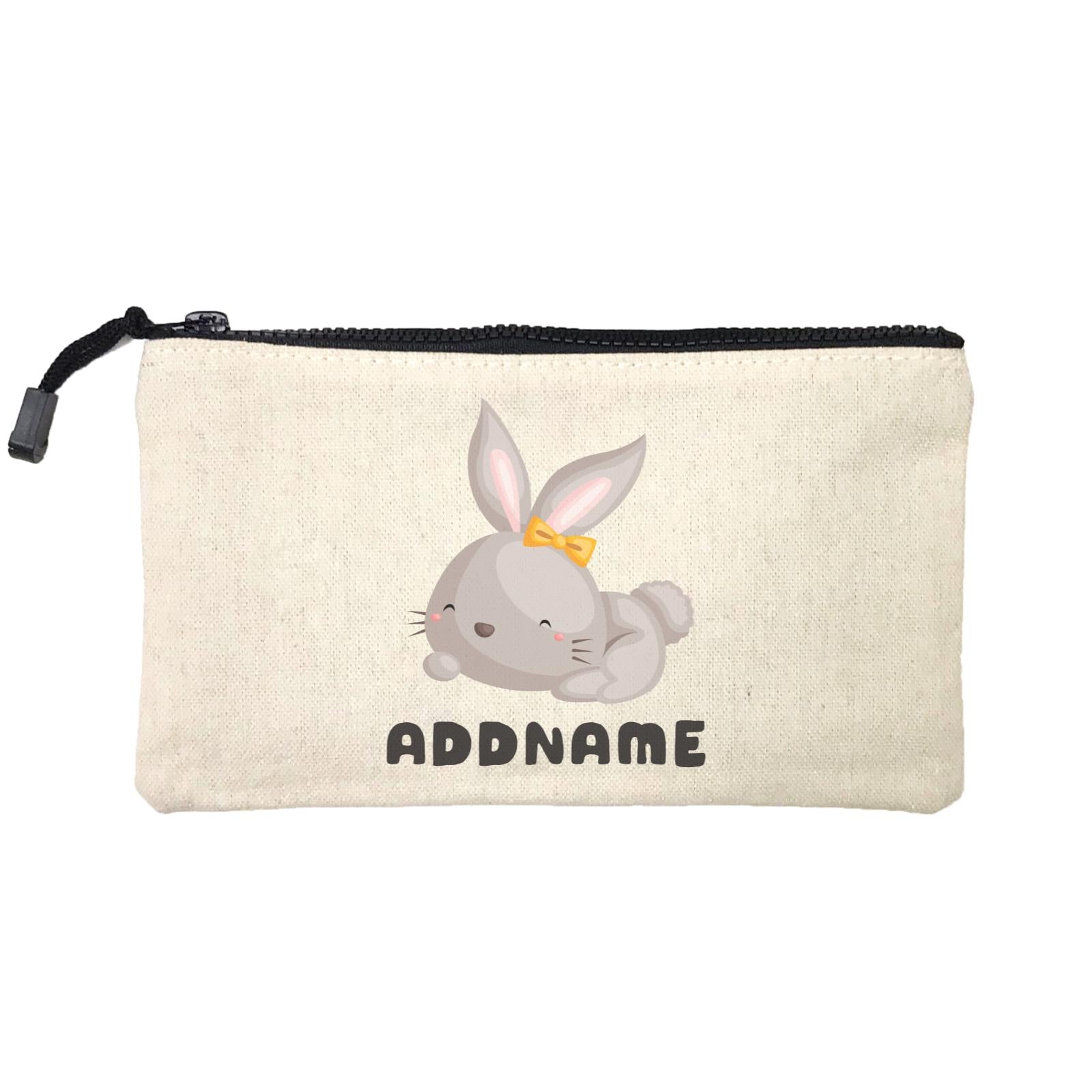 Birthday Friendly Animals Happy Rabbit Wearing Ribbon Addname Mini Accessories Stationery Pouch