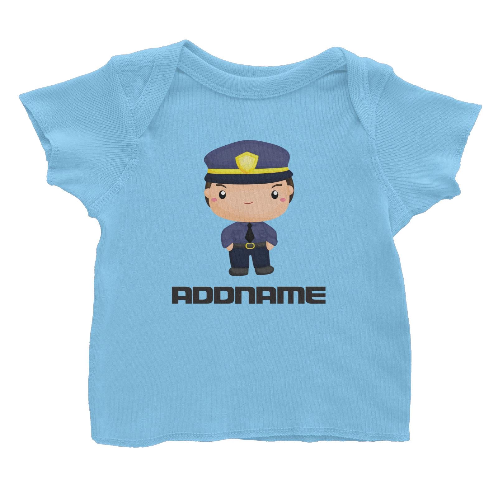 Birthday Police Officer Serious Boy In Suit Addname Baby T-Shirt